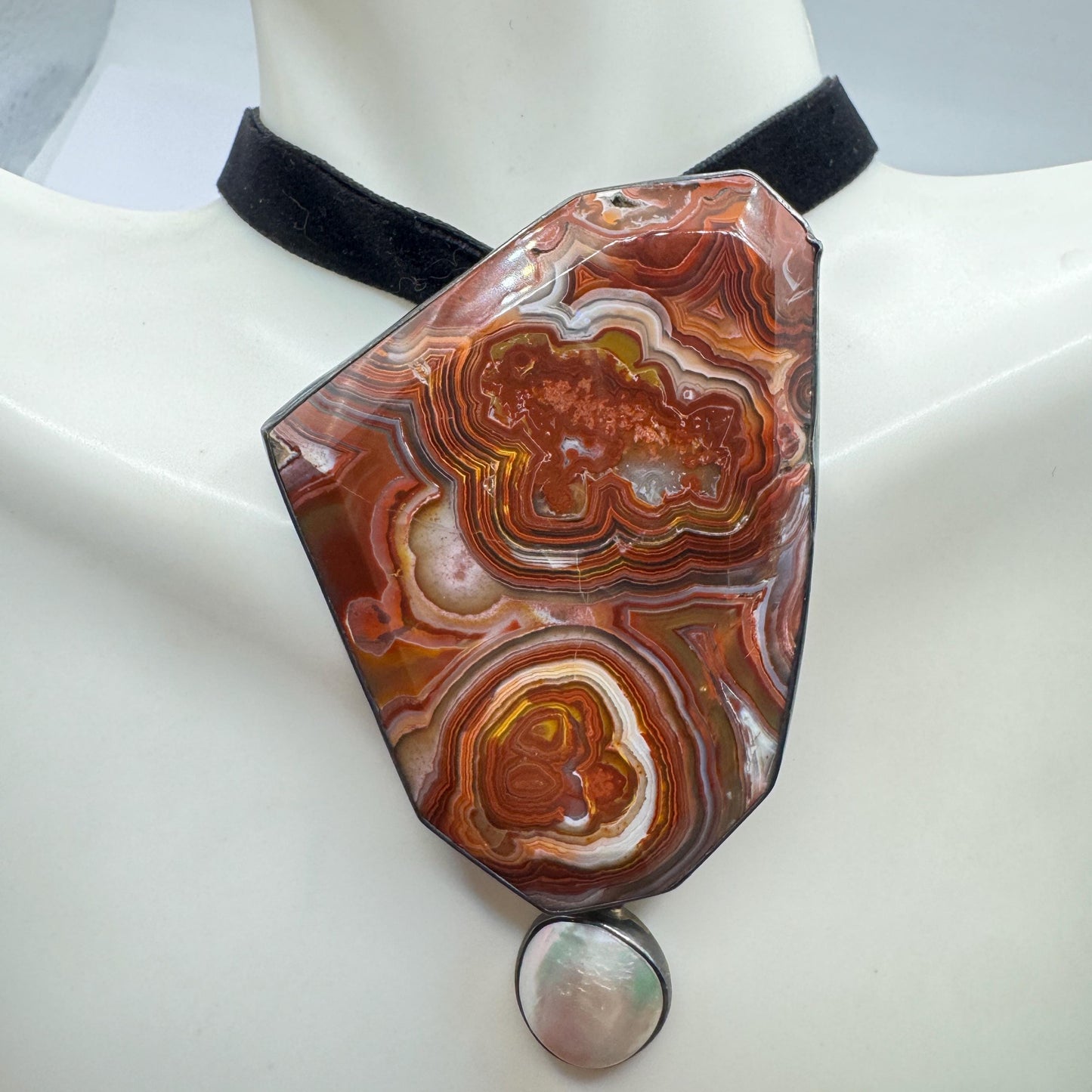 Vintage Red Agate 925 Sterling Silver Brooch Pin Pendant