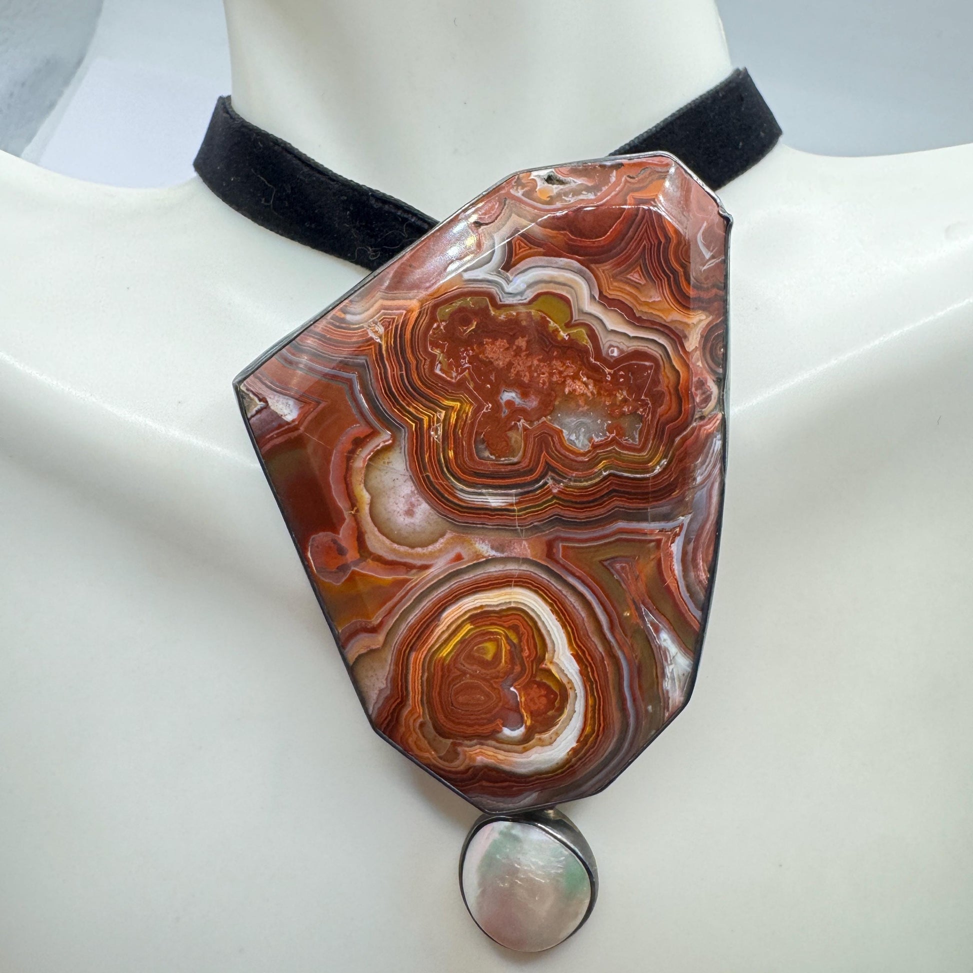 Vintage Red Agate 925 Sterling Silver Brooch Pin Pendant