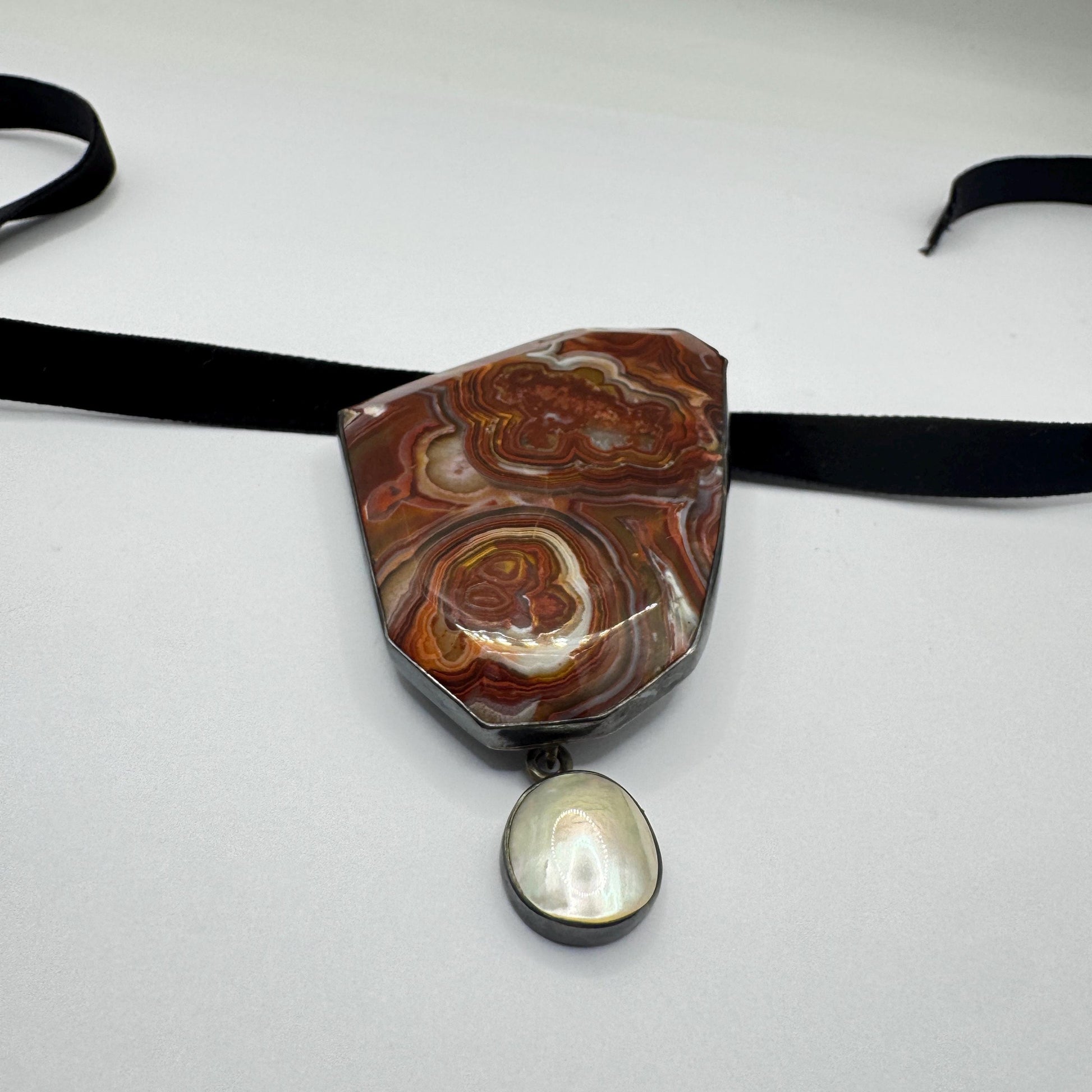 Vintage Red Agate 925 Sterling Silver Brooch Pin Pendant
