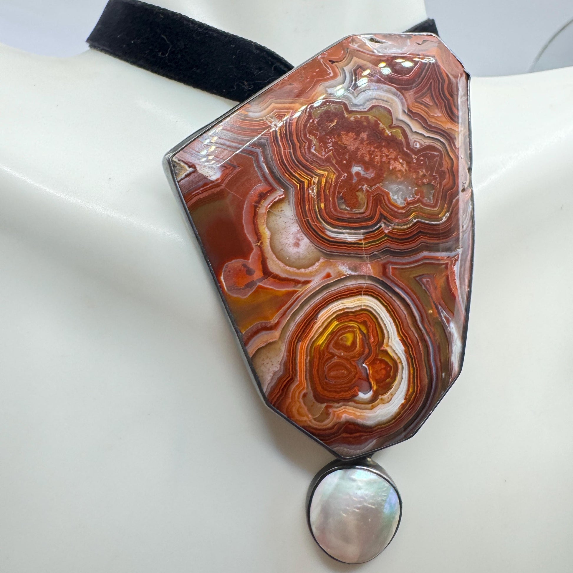 Vintage Red Agate 925 Sterling Silver Brooch Pin Pendant