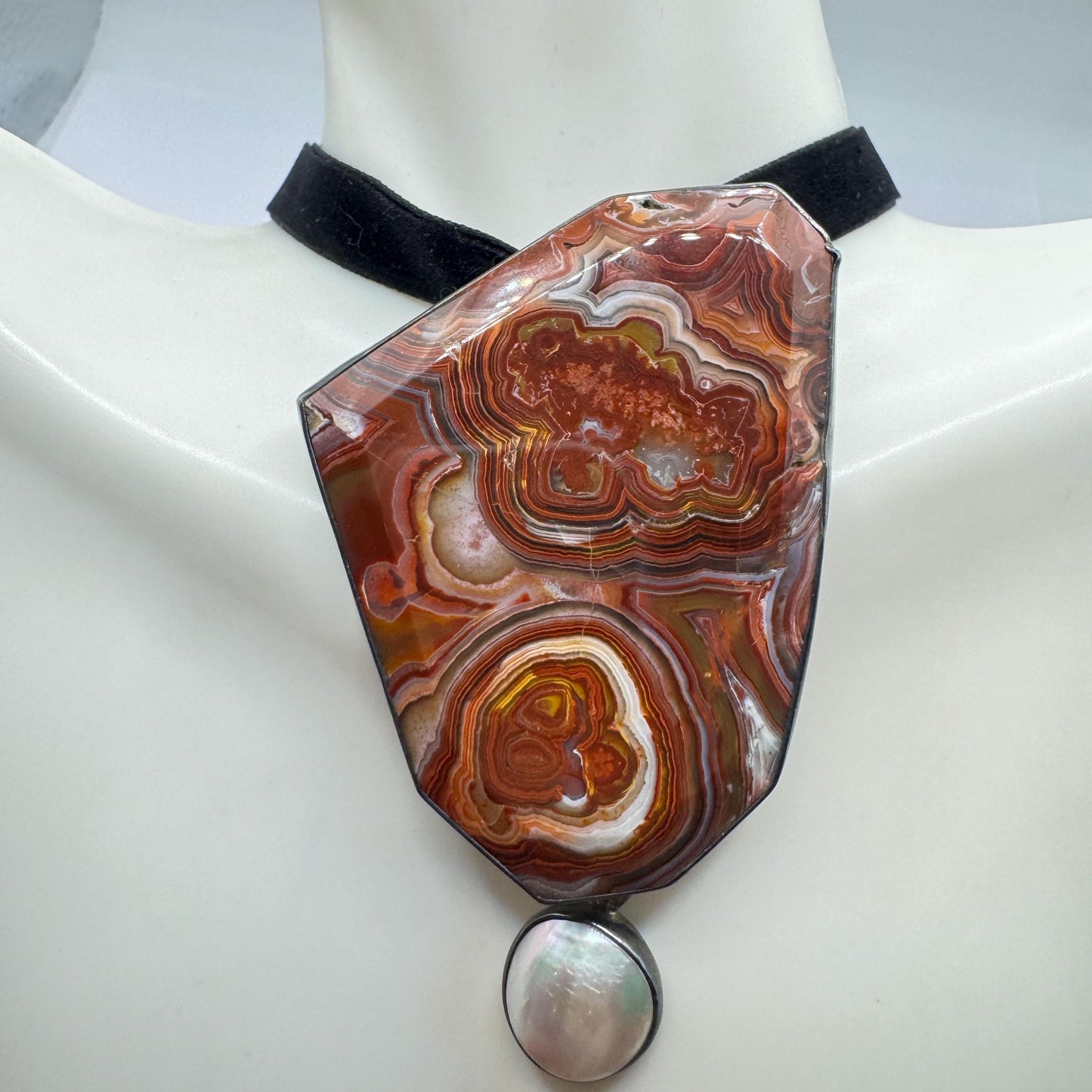Vintage Red Agate 925 Sterling Silver Brooch Pin Pendant