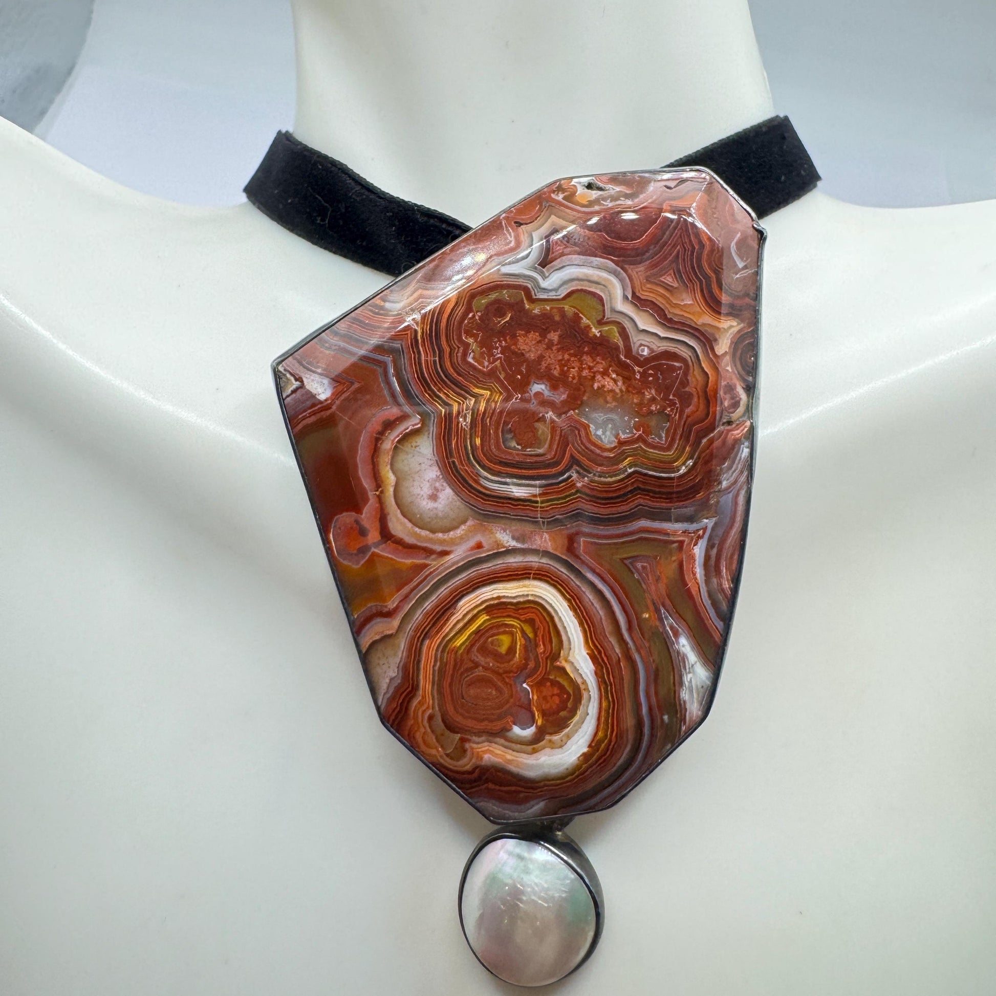 Vintage Red Agate 925 Sterling Silver Brooch Pin Pendant