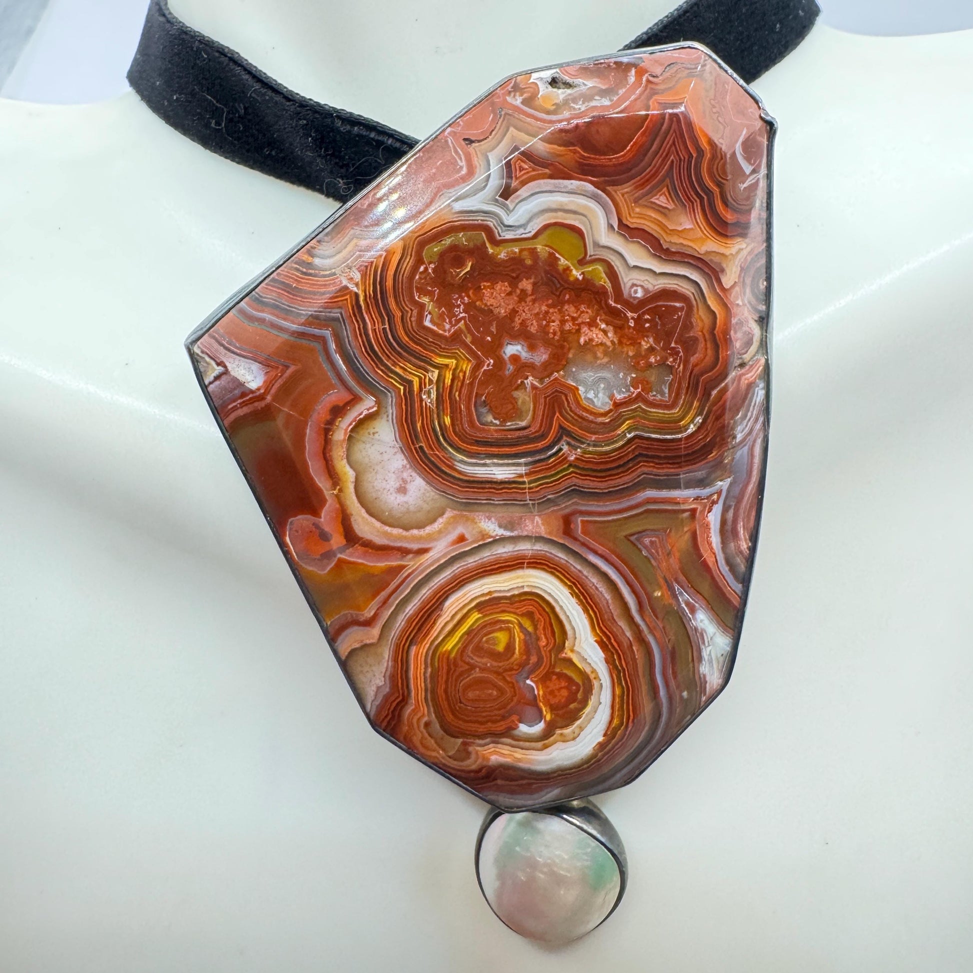Vintage Red Agate 925 Sterling Silver Brooch Pin Pendant