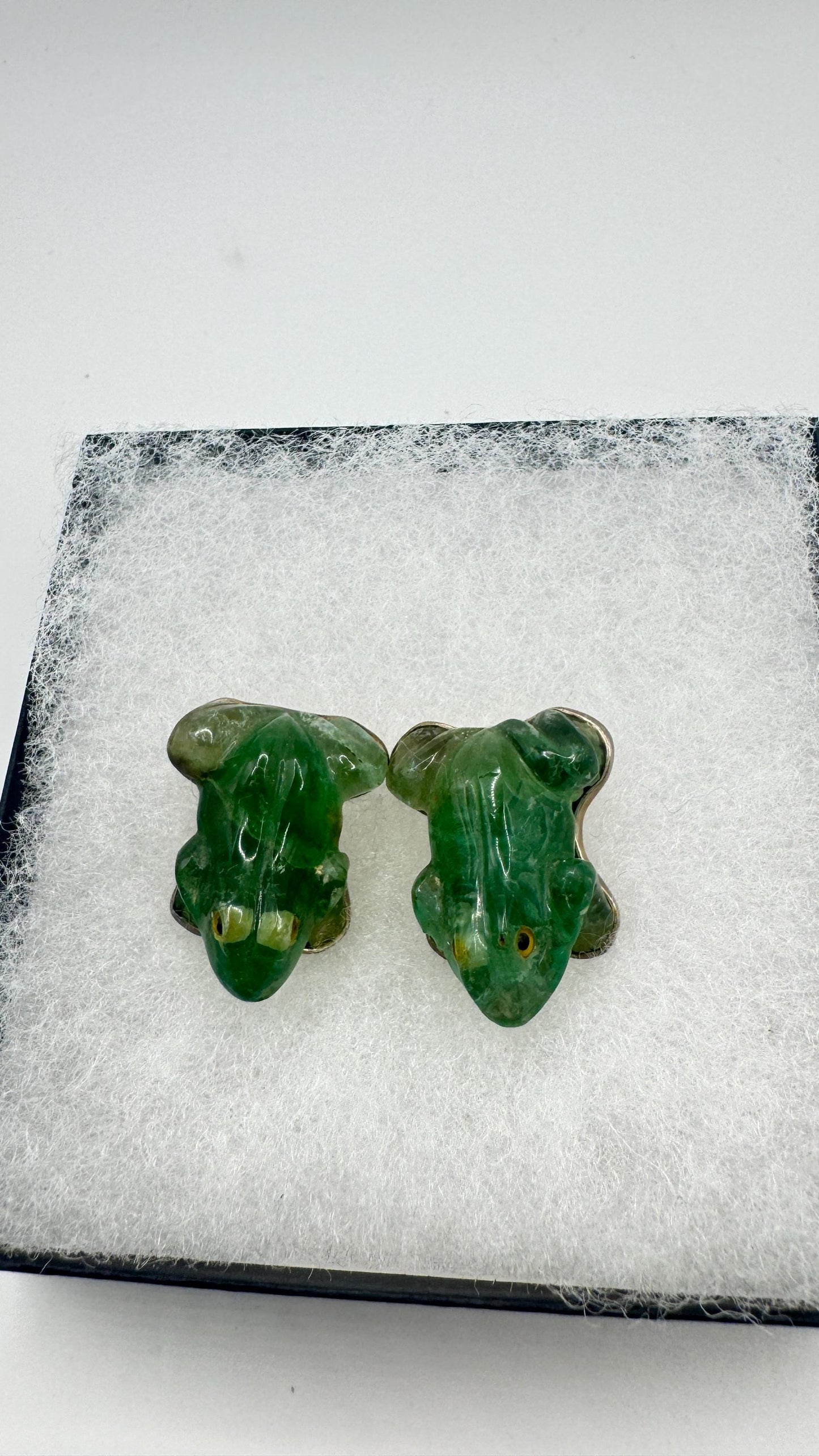 Antique Vintage Green Flourite 925 Sterling Silver Clip on Earrings
