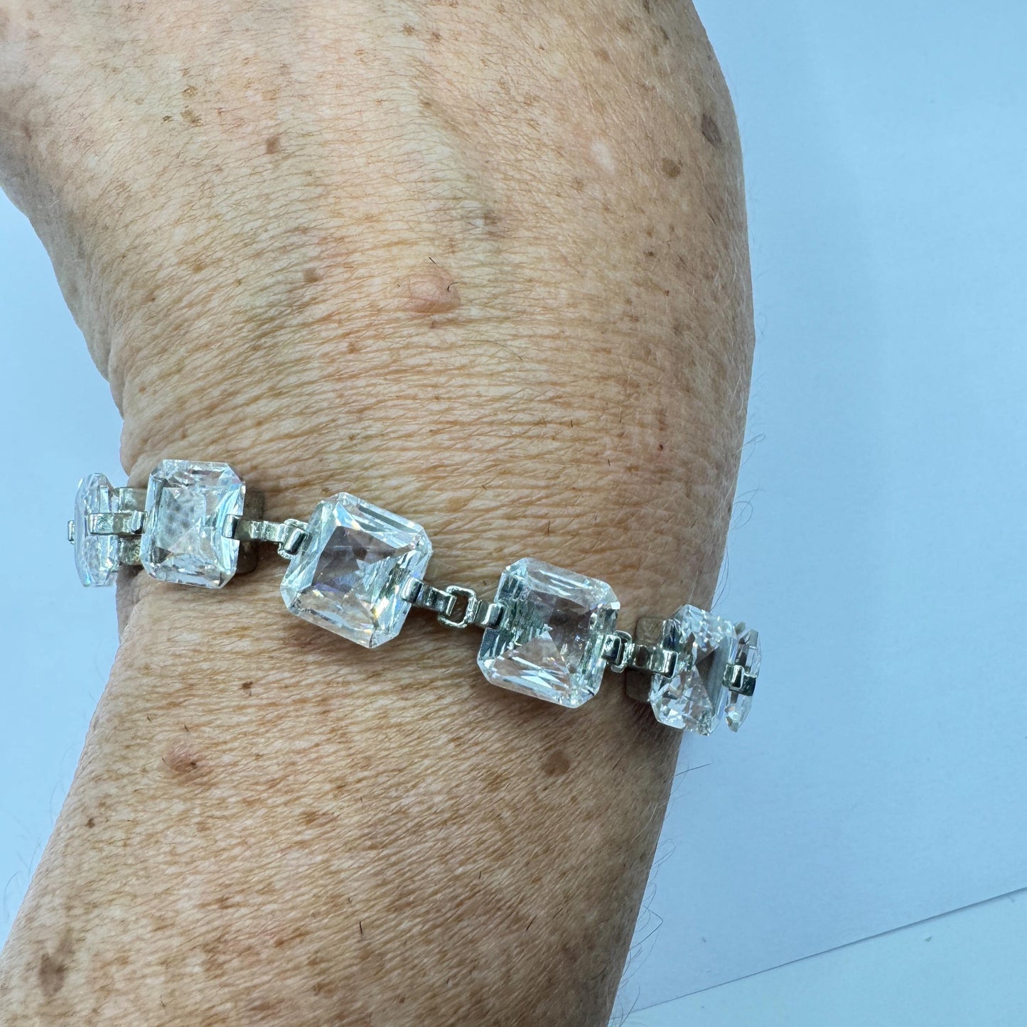 Vintage Cubic Zirconia Bracelet Sterling Silver Tennis
