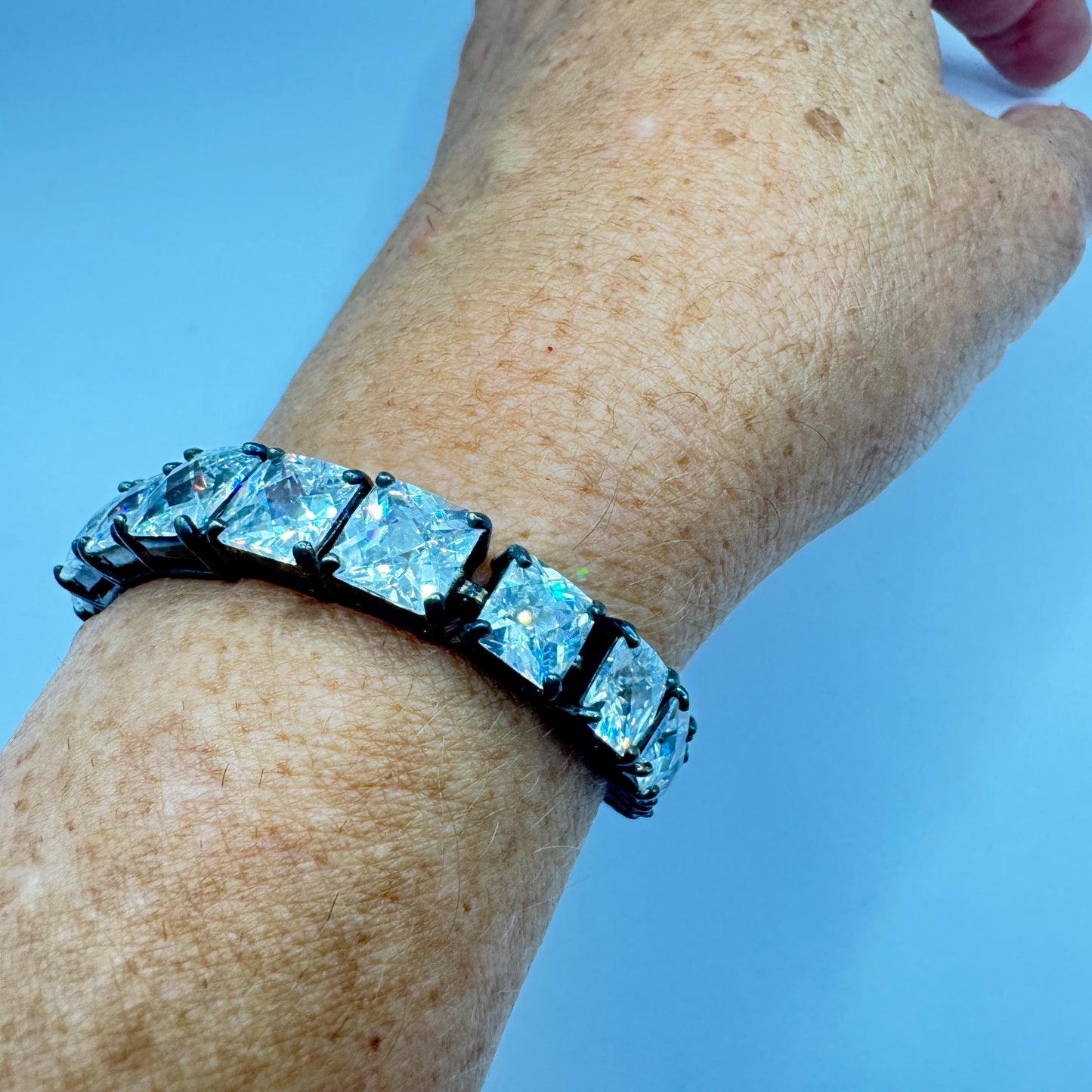 Vintage Cubic Zirconia Bracelet Sterling Silver Tennis