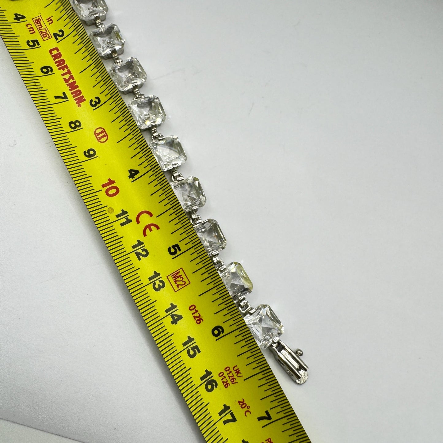 Vintage Cubic Zirconia Bracelet Sterling Silver Tennis