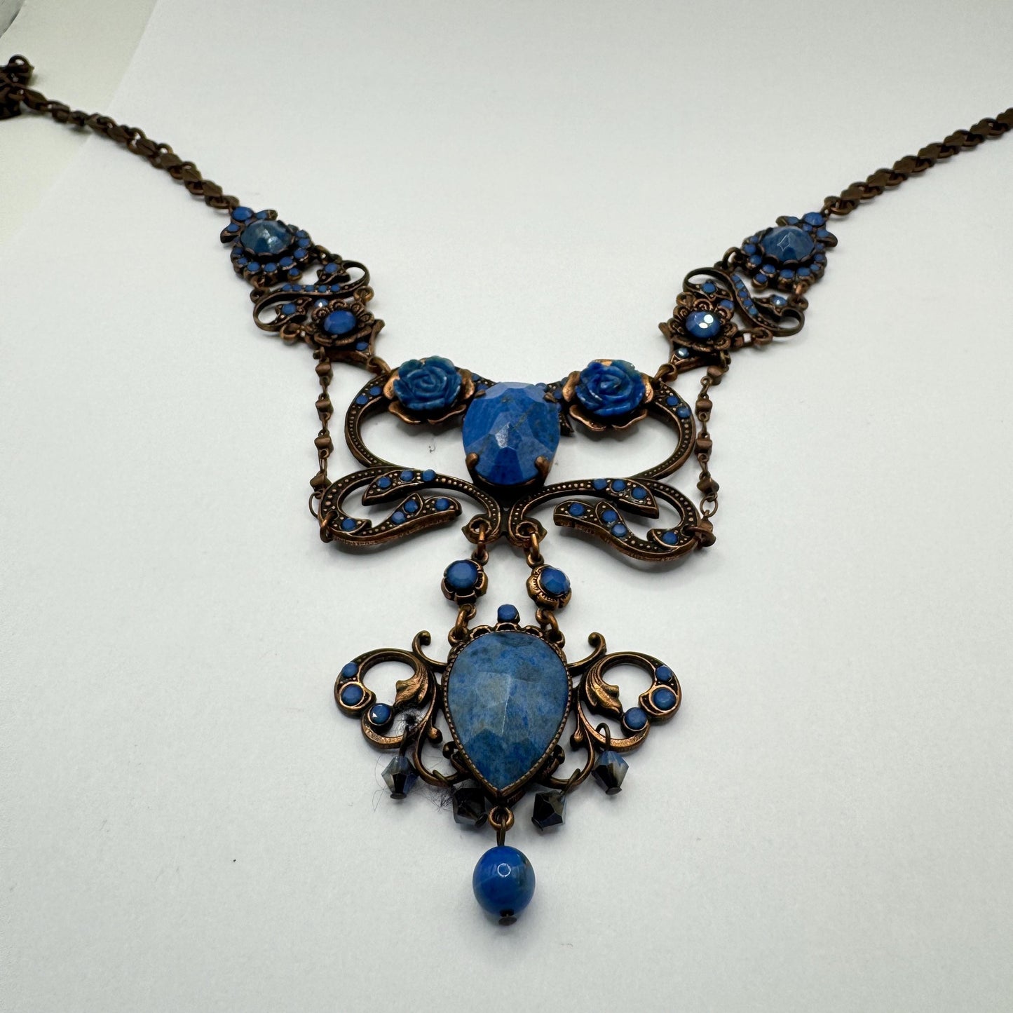 Vintage Blue Lapis Lazuli Statement Choker Necklace