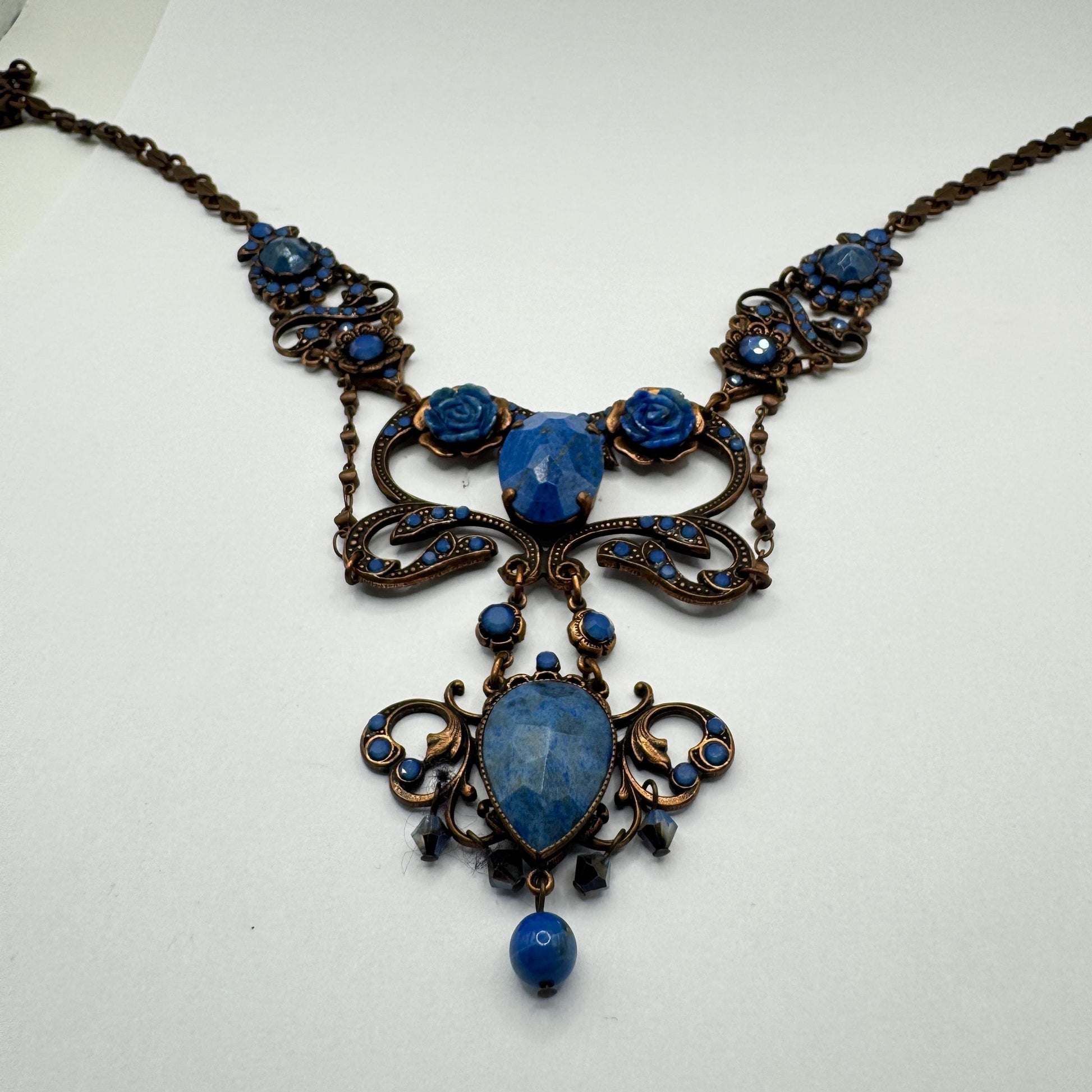 Vintage Blue Lapis Lazuli Statement Choker Necklace