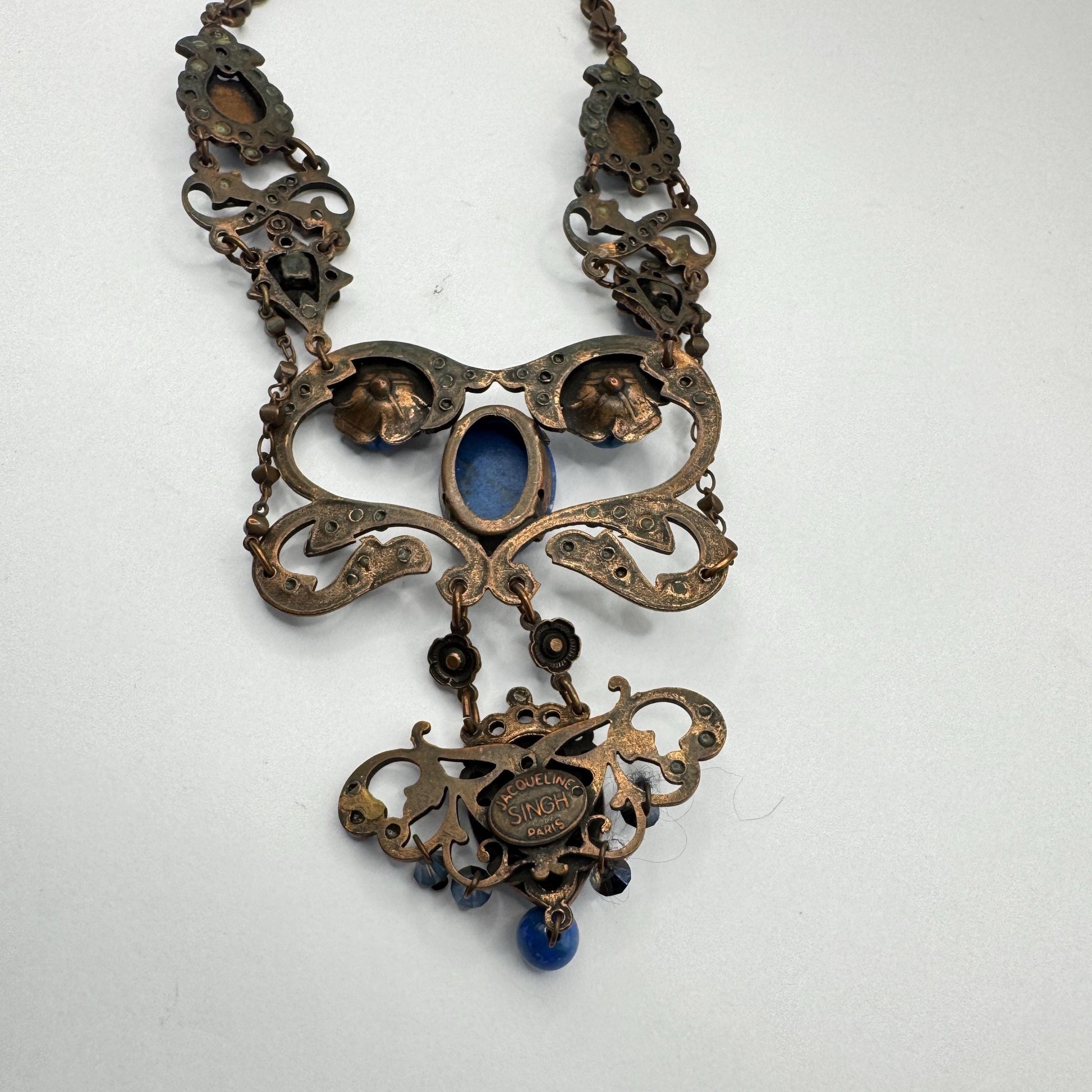 Vintage Blue Lapis Lazuli Statement Choker Necklace