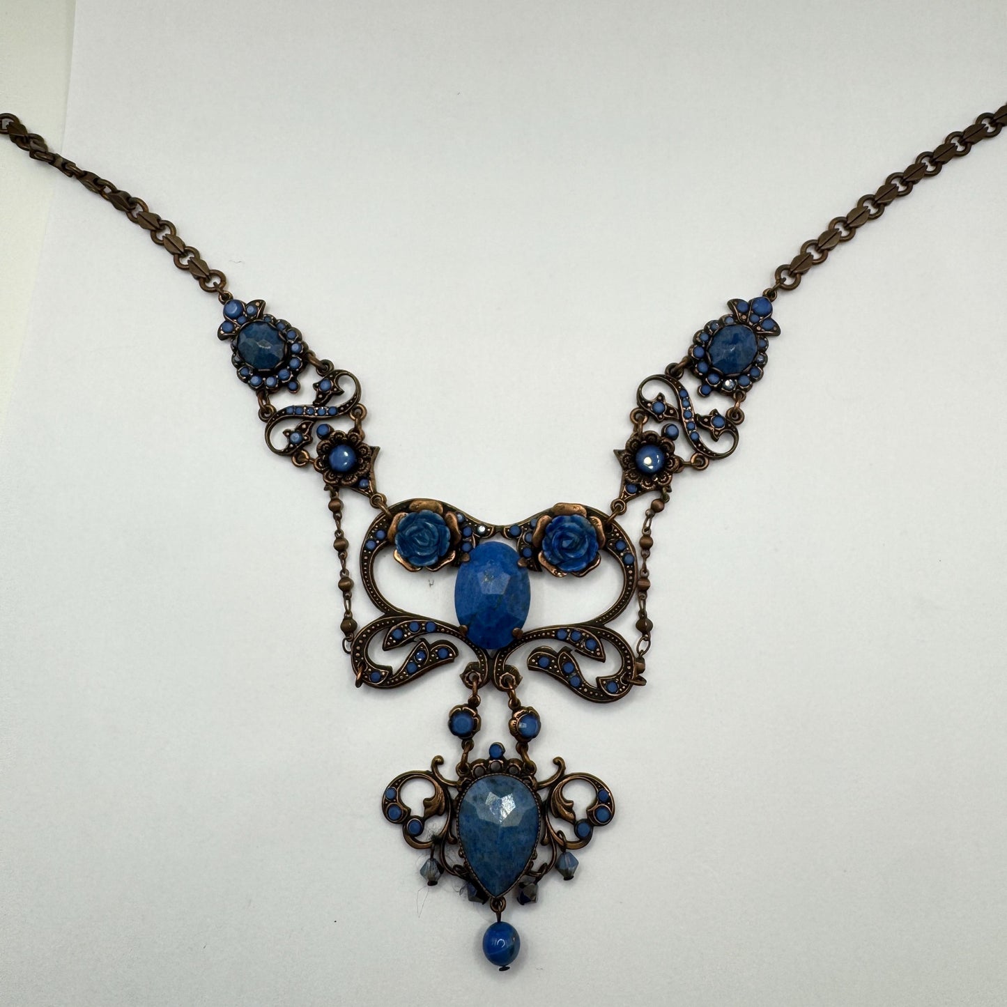 Vintage Blue Lapis Lazuli Statement Choker Necklace