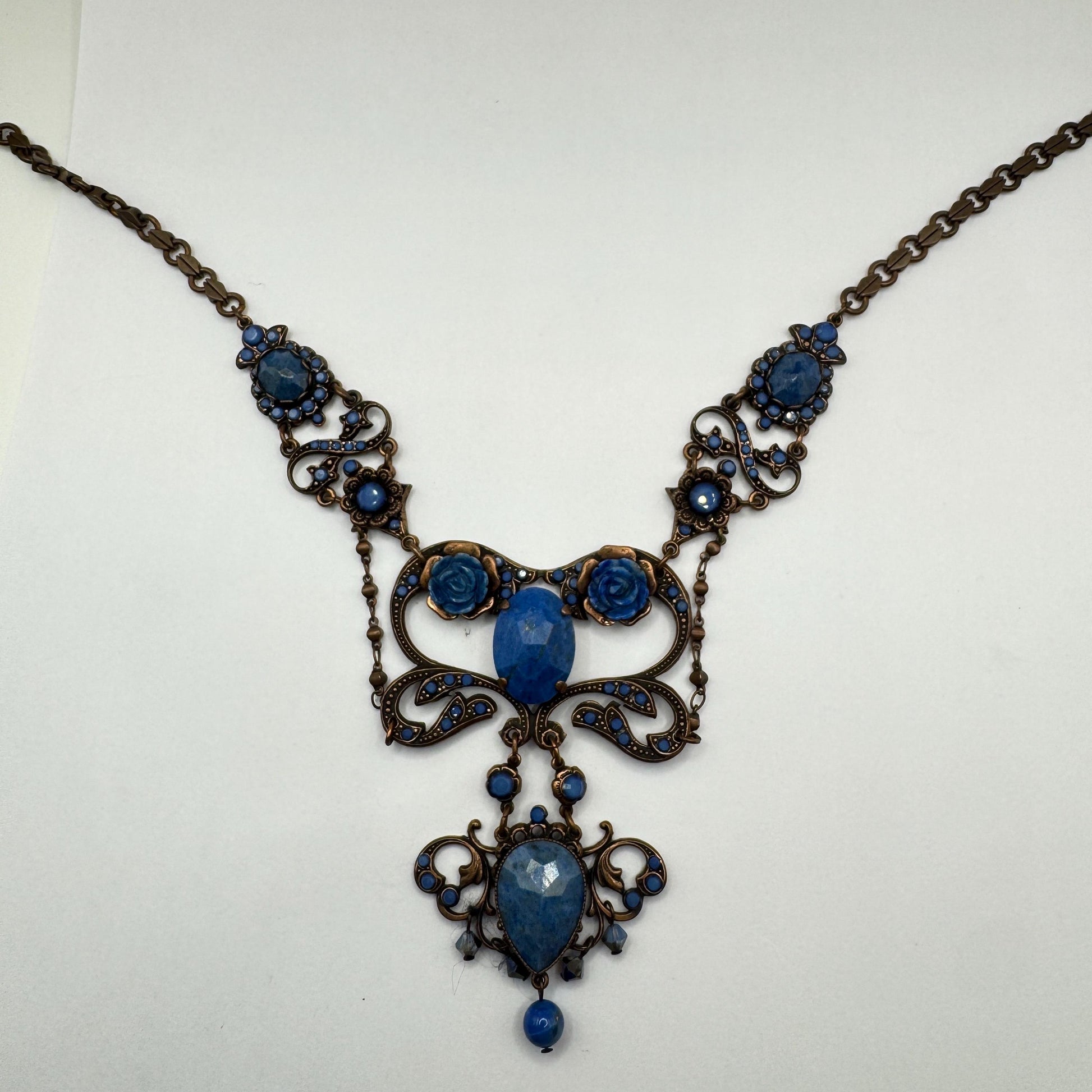Vintage Blue Lapis Lazuli Statement Choker Necklace