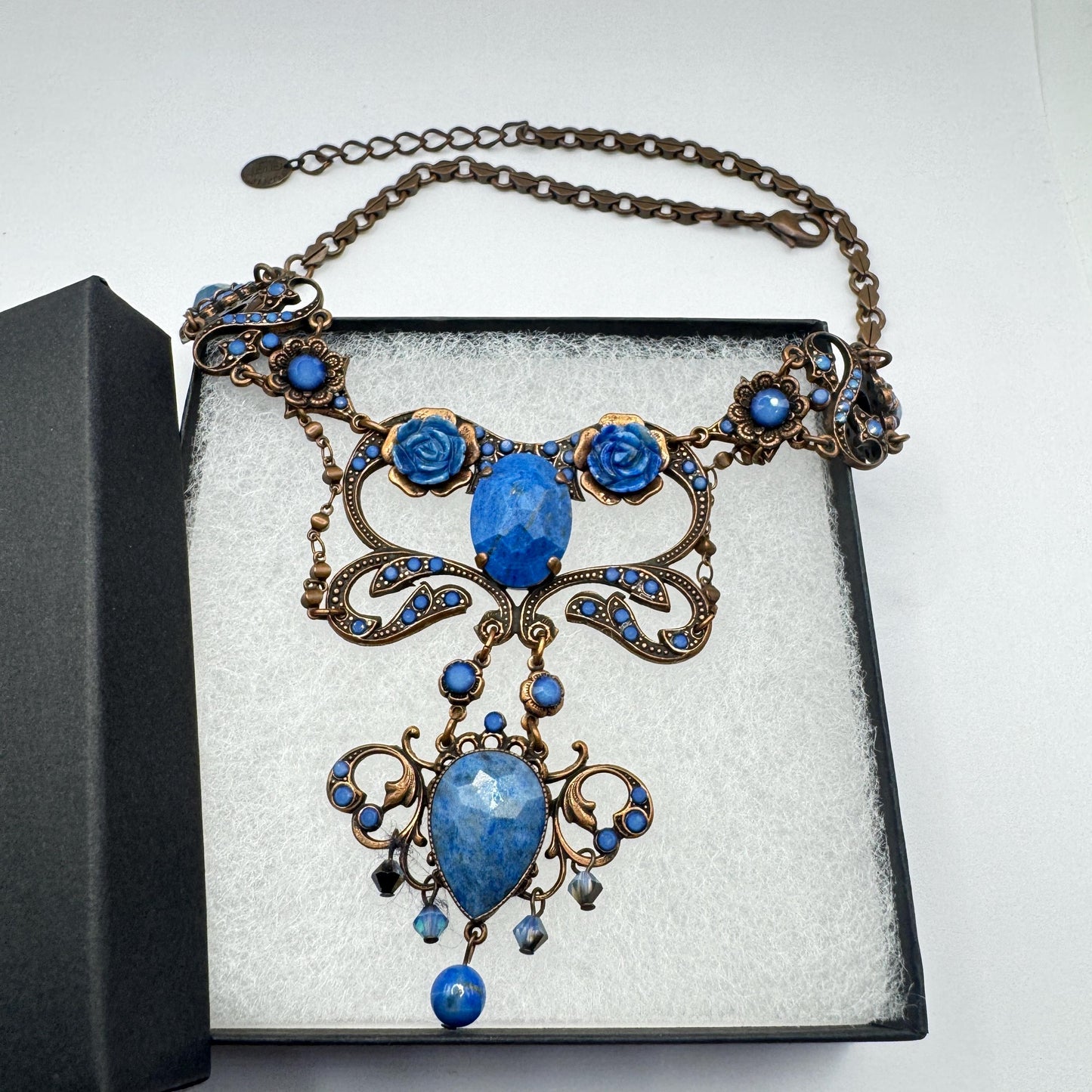 Vintage Blue Lapis Lazuli Statement Choker Necklace