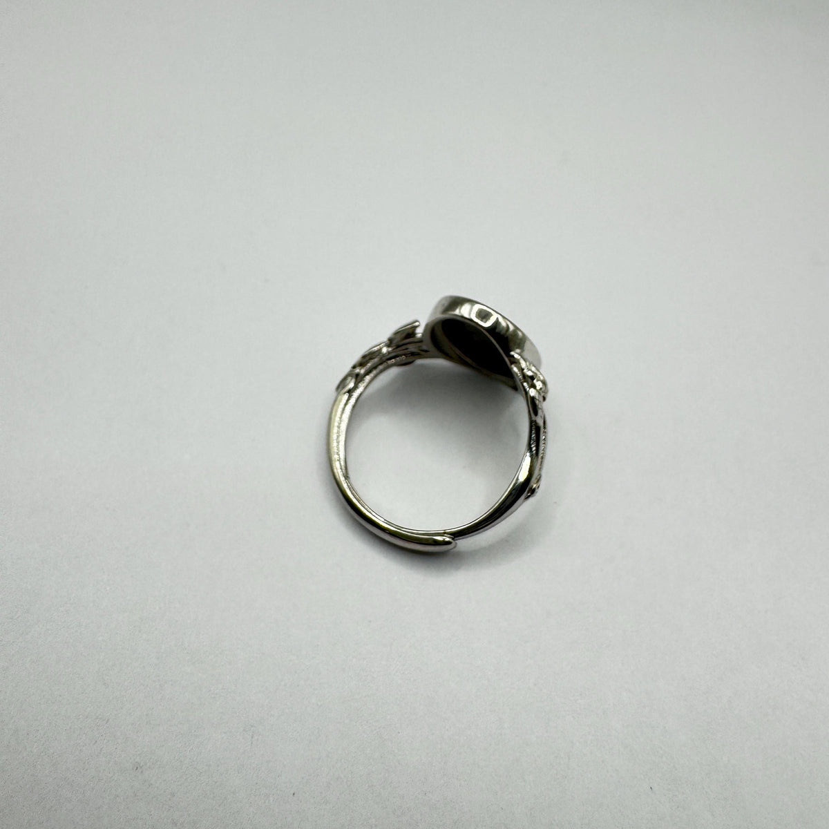 Vintage Rose Flower Abalone Cameo 925 Sterling Silver Ring Adjustable
