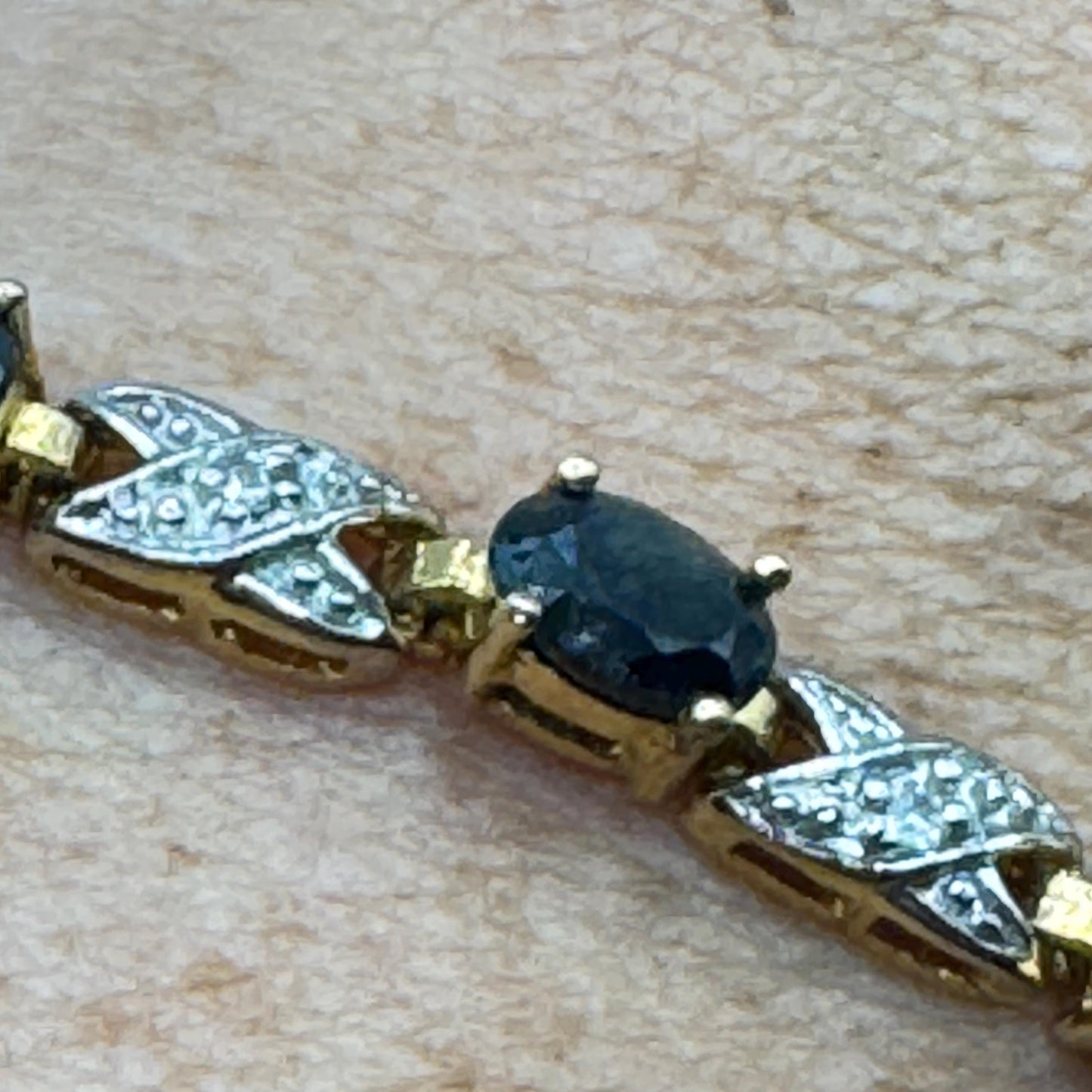 Vintage Sapphire Diamond Bracelet 925 Sterling Silver