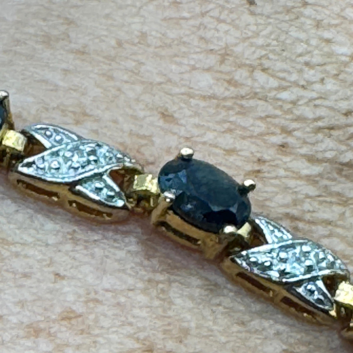 Vintage Sapphire Diamond Bracelet 925 Sterling Silver