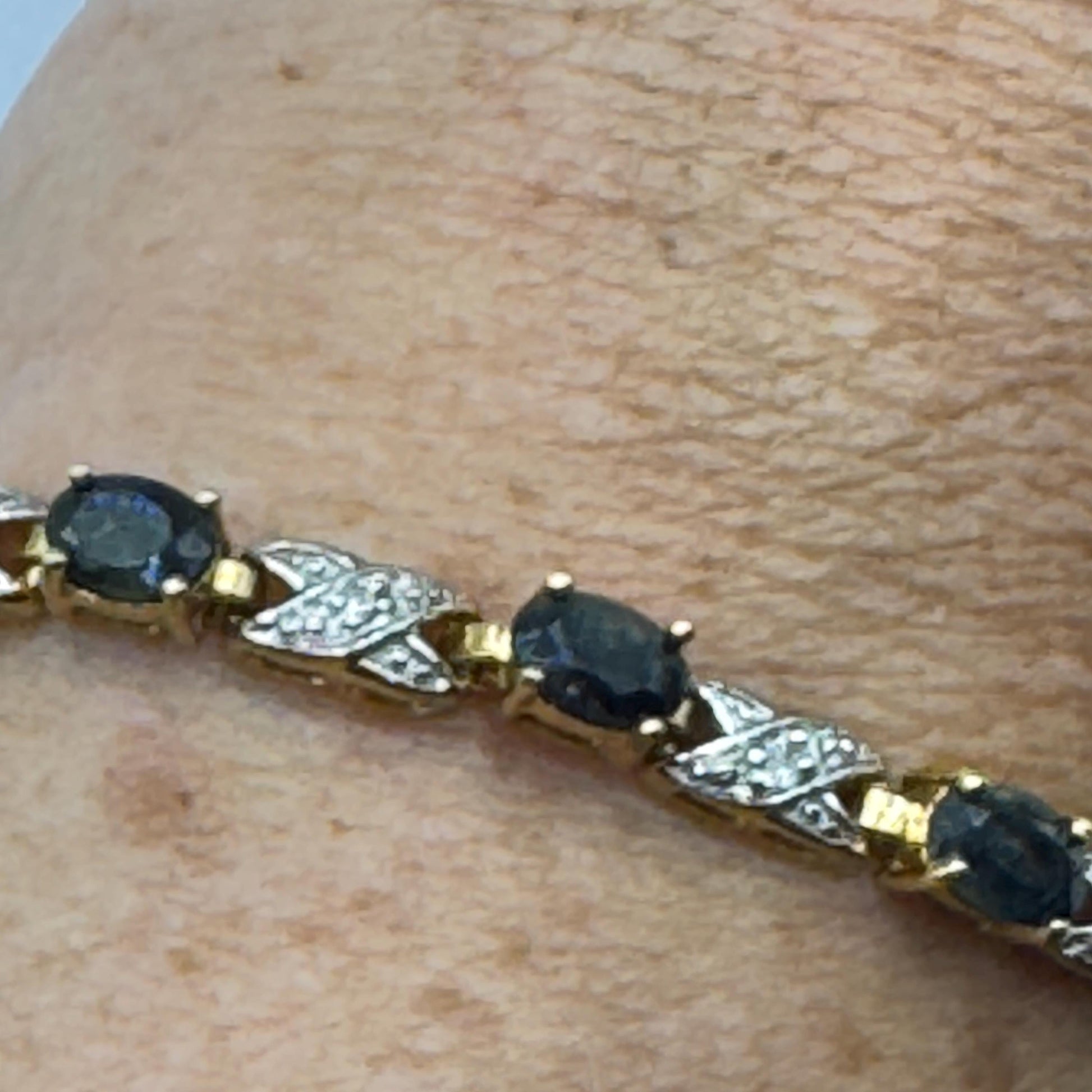 Vintage Sapphire Diamond Bracelet 925 Sterling Silver