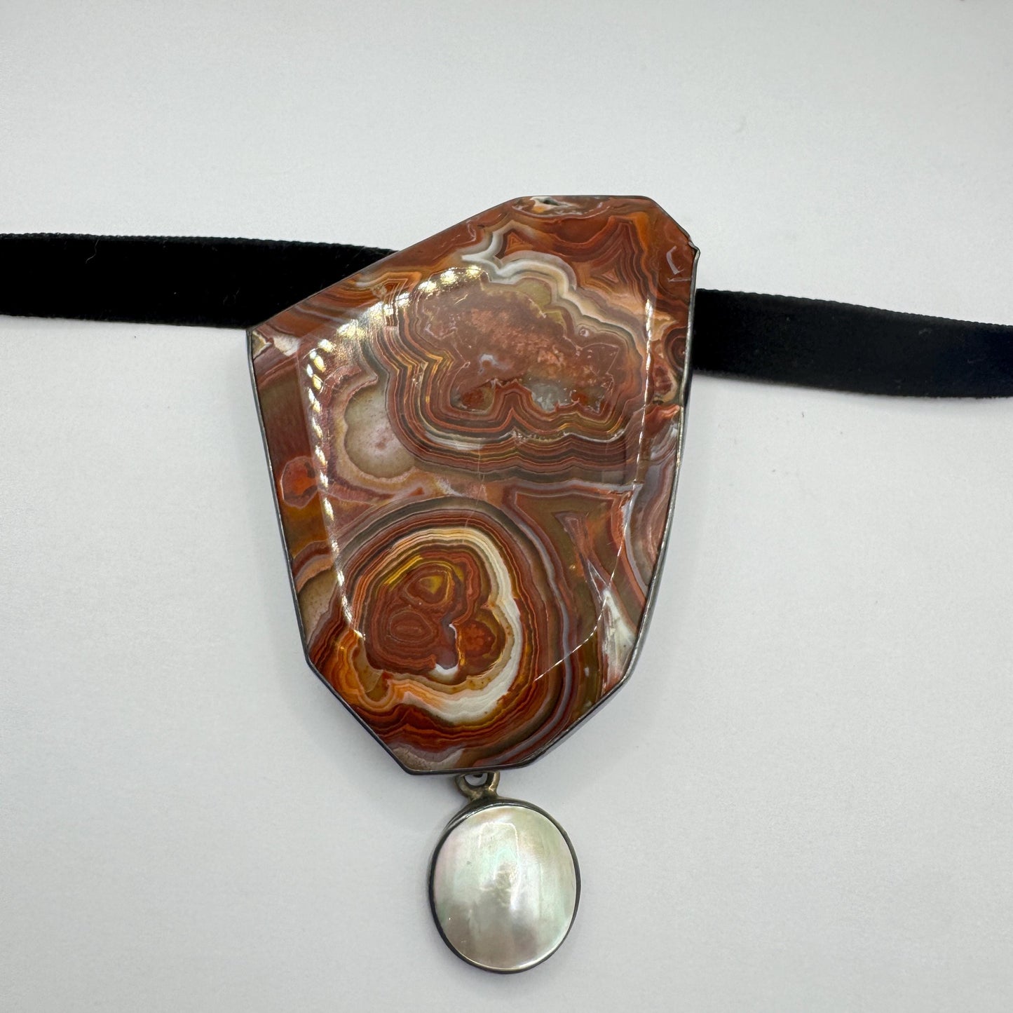 Vintage Red Agate 925 Sterling Silver Brooch Pin Pendant