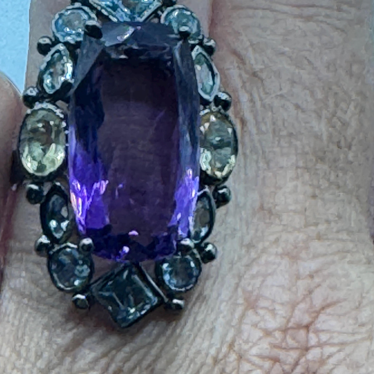Vintage Handmade Deep Purple Genuine Amethyst Setting 925 Sterling Silver Gothic Ring
