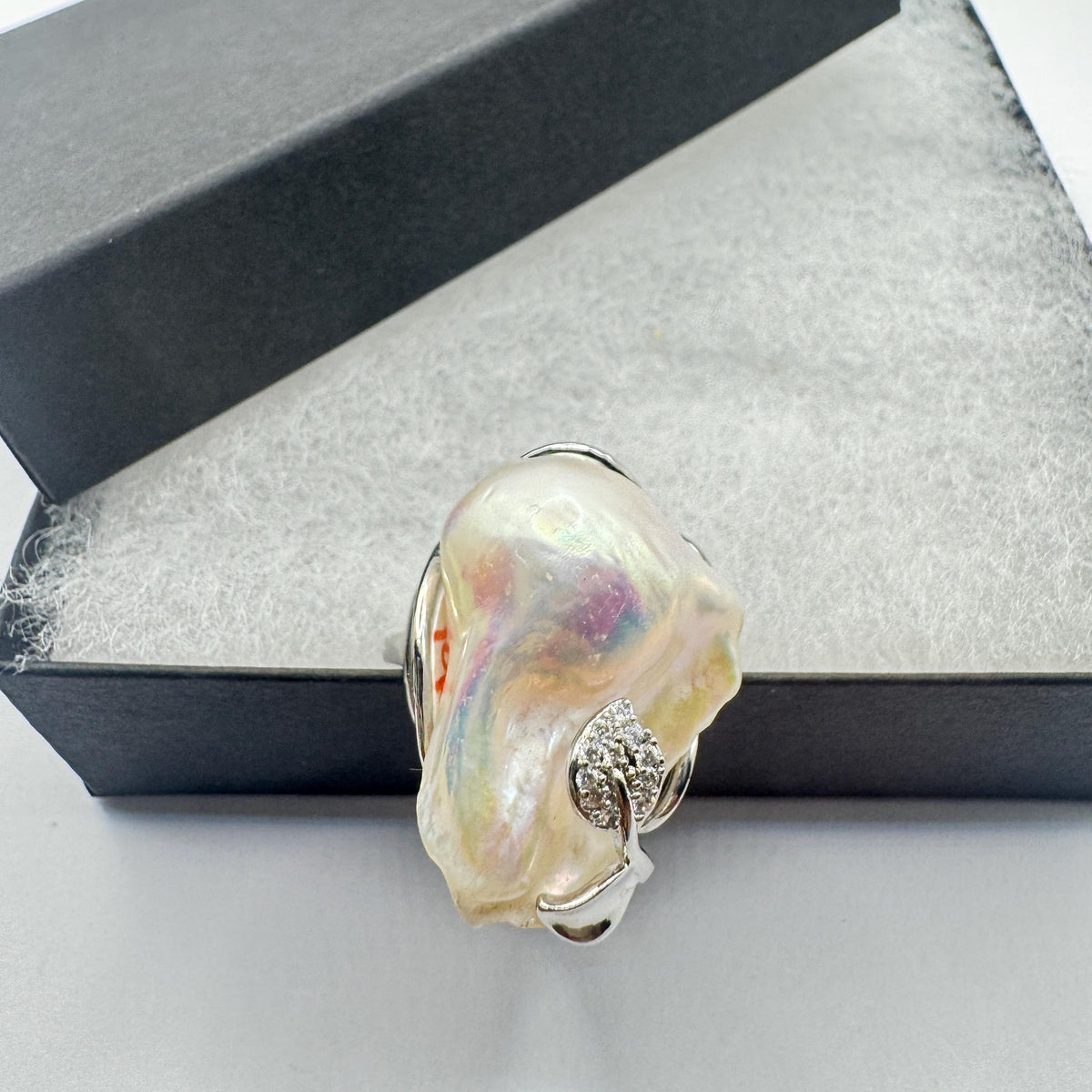 Vintage Biwa Pearl Ring 925 Sterling Silver Cocktail Statement Adjustable