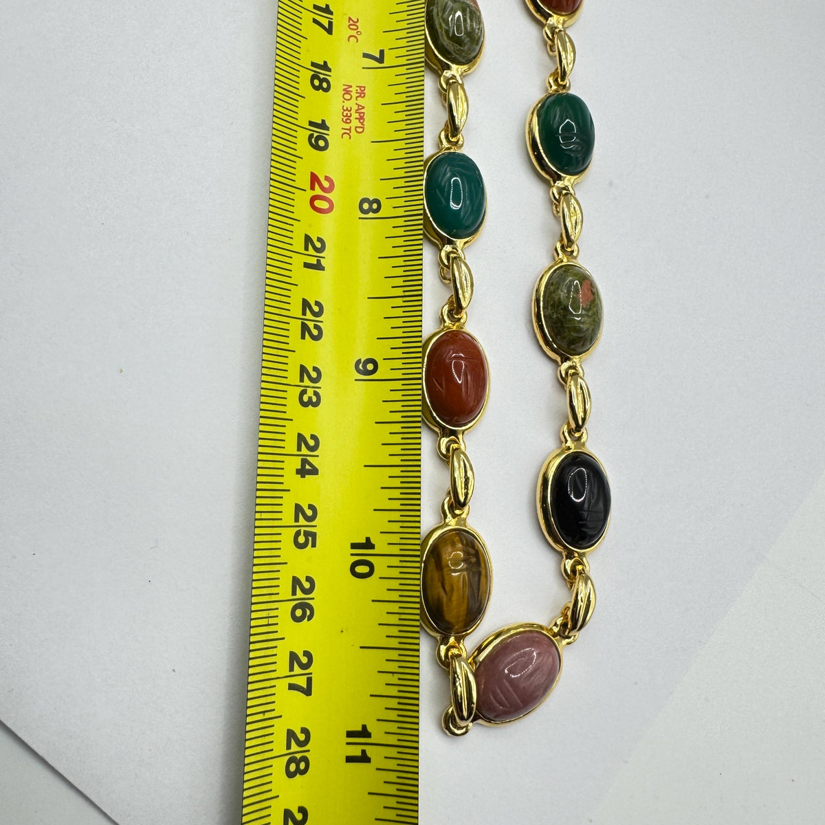 Vintage Mixed Gemstone Scarab Golden Fill Necklace