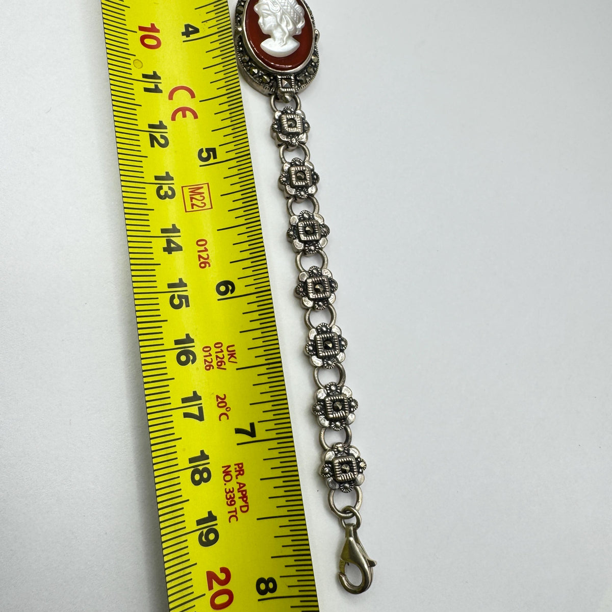 Vintage Cameo Bracelet 925 sterling silver marcasite