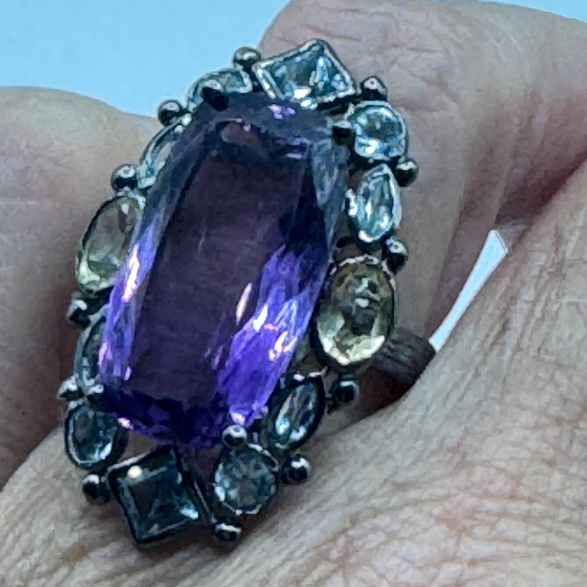 Vintage Handmade Deep Purple Genuine Amethyst Setting 925 Sterling Silver Gothic Ring