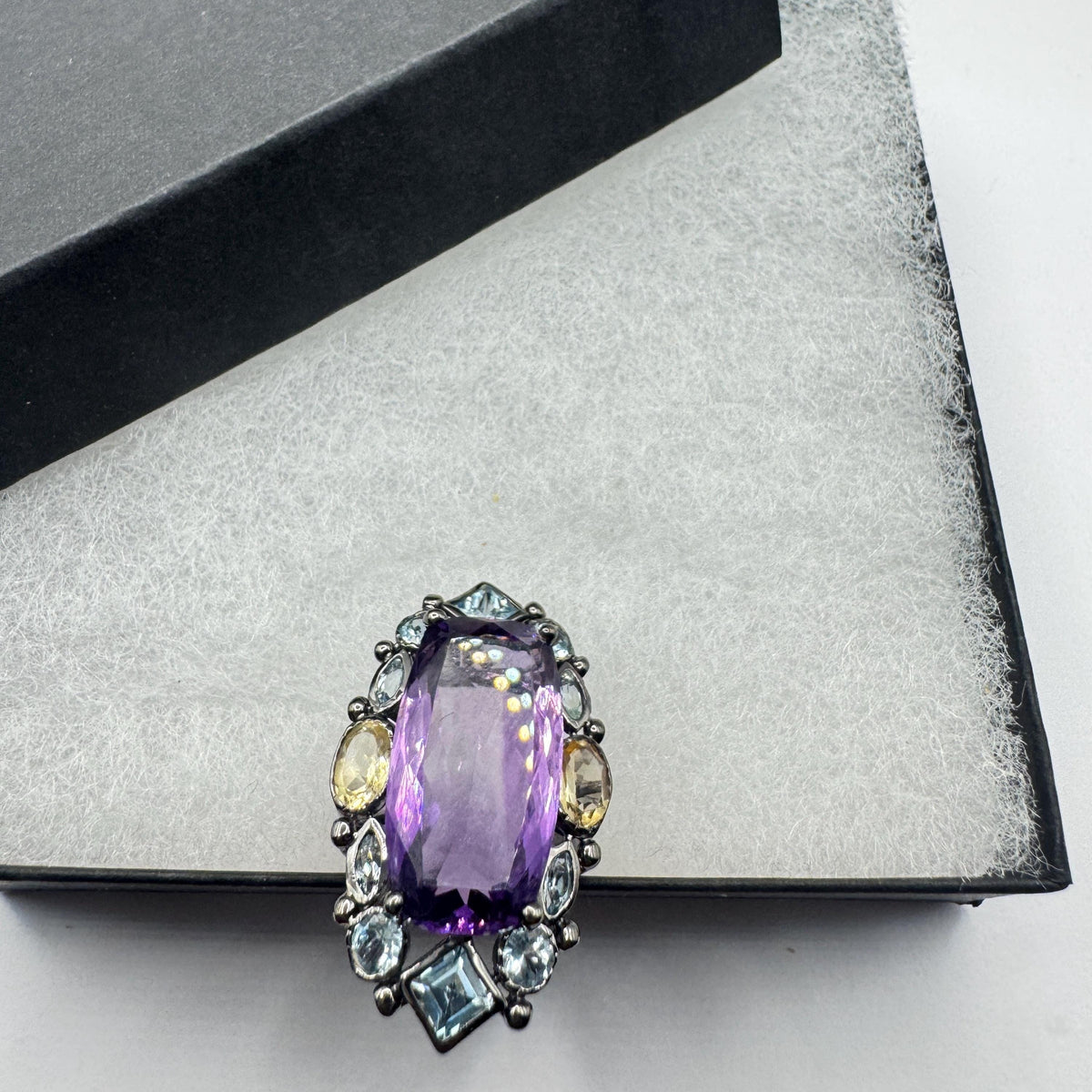 Vintage Handmade Deep Purple Genuine Amethyst Setting 925 Sterling Silver Gothic Ring