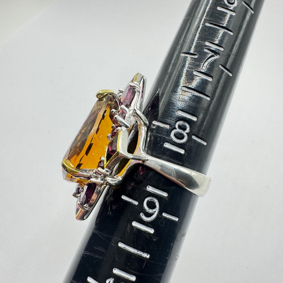 Vintage Red Bohemian Garnet Wedding Band Ring 925 Sterling Silver Cocktail Statement
