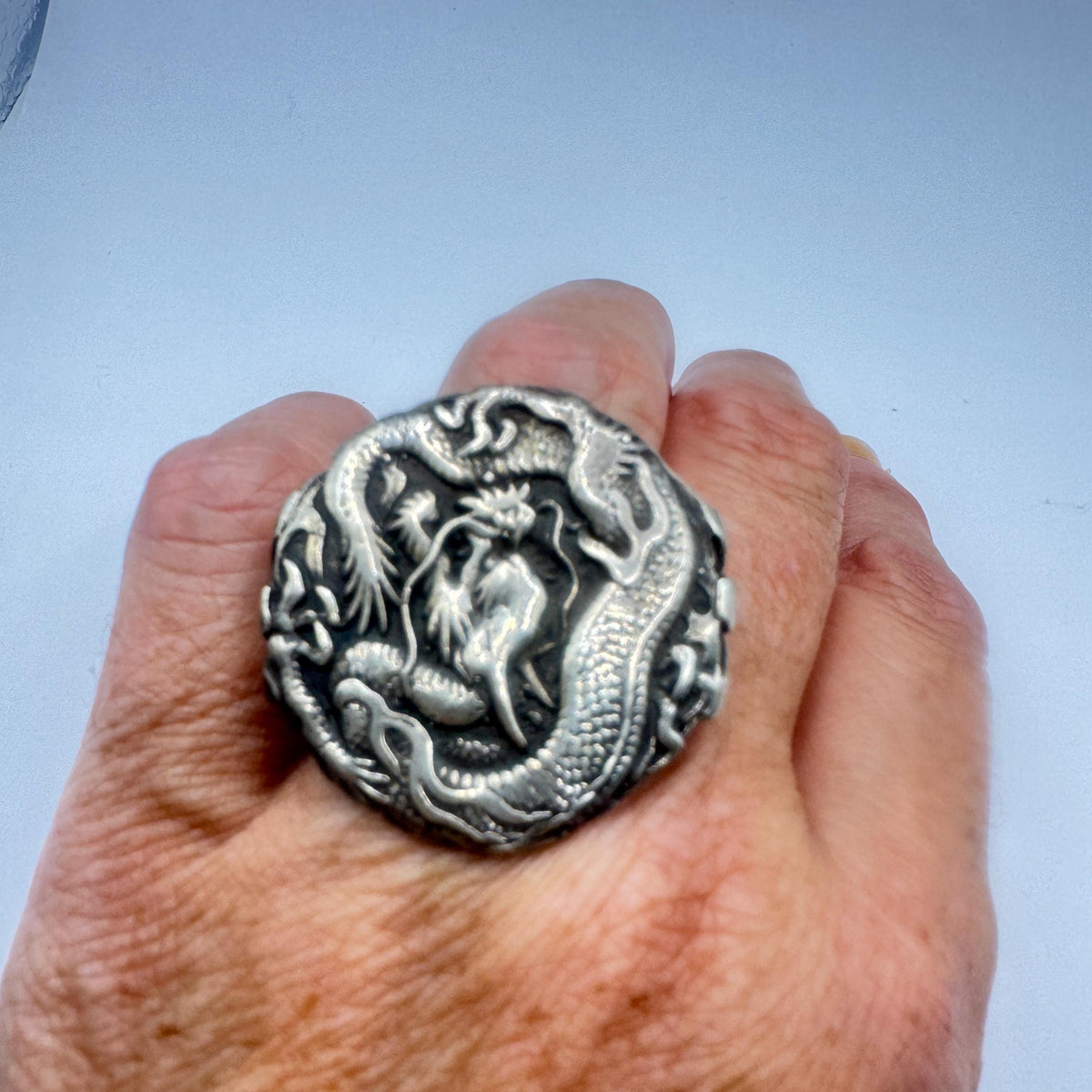 Vintage Gothic Dragon 925 Sterling Silver Ring Size 6.5