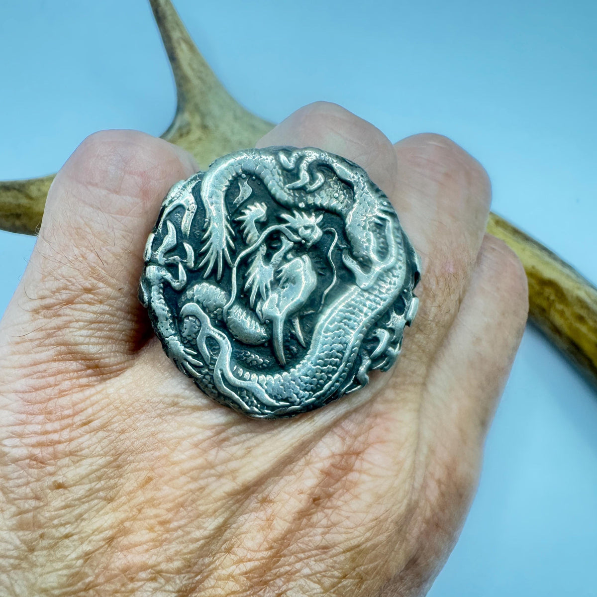 Vintage Gothic Dragon 925 Sterling Silver Ring Size 6.5