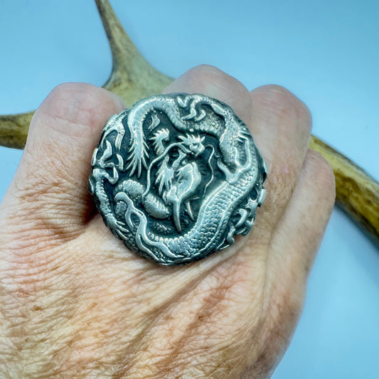 Vintage Gothic Dragon 925 Sterling Silver Ring Size 6.5