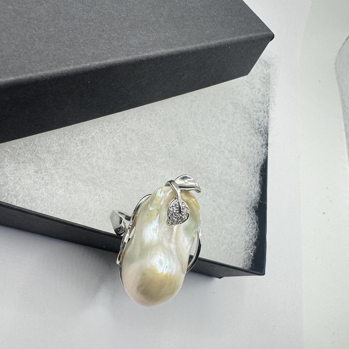 Vintage Biwa Pearl Ring 925 Sterling Silver Cocktail Statement Adjustable