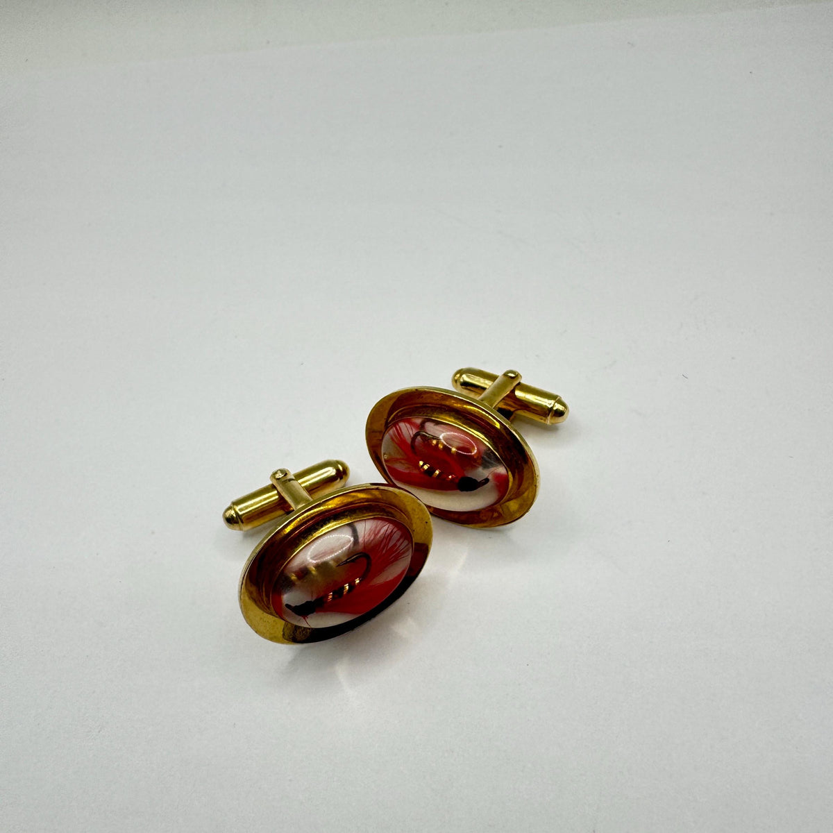 Vintage Fly Fishing Hooks Golden Filled Cuff Links