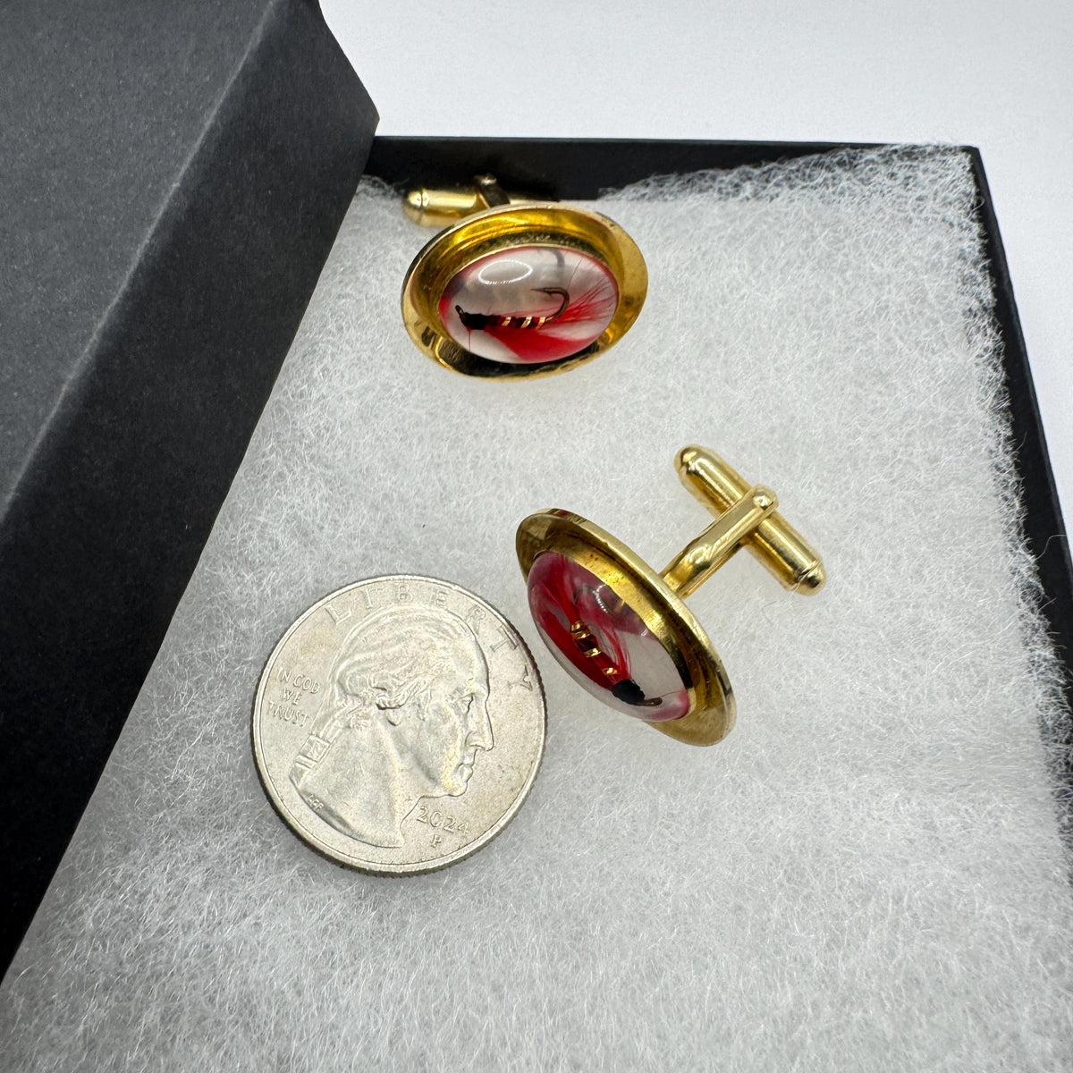 Vintage Fly Fishing Hooks Golden Filled Cuff Links