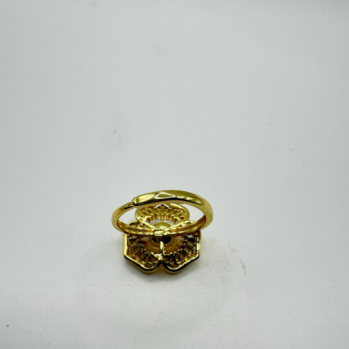 Vintage Biwa Pearl Ring Golden 925 Sterling Silver Cocktail Statement Adjustable