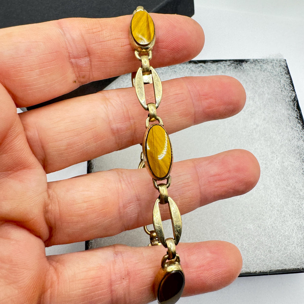 Vintage Tiger’s Eye Gold Filled Bracelet 7 Inches Genuine Gemstone