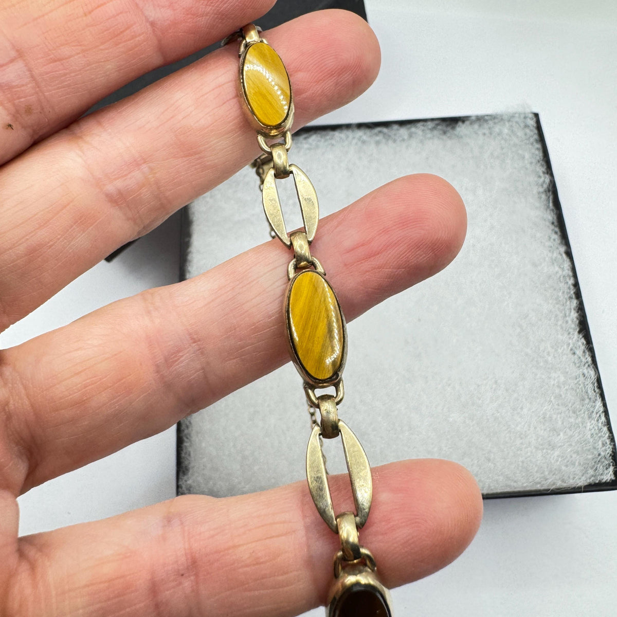 Vintage Tiger’s Eye Gold Filled Bracelet 7 Inches Genuine Gemstone