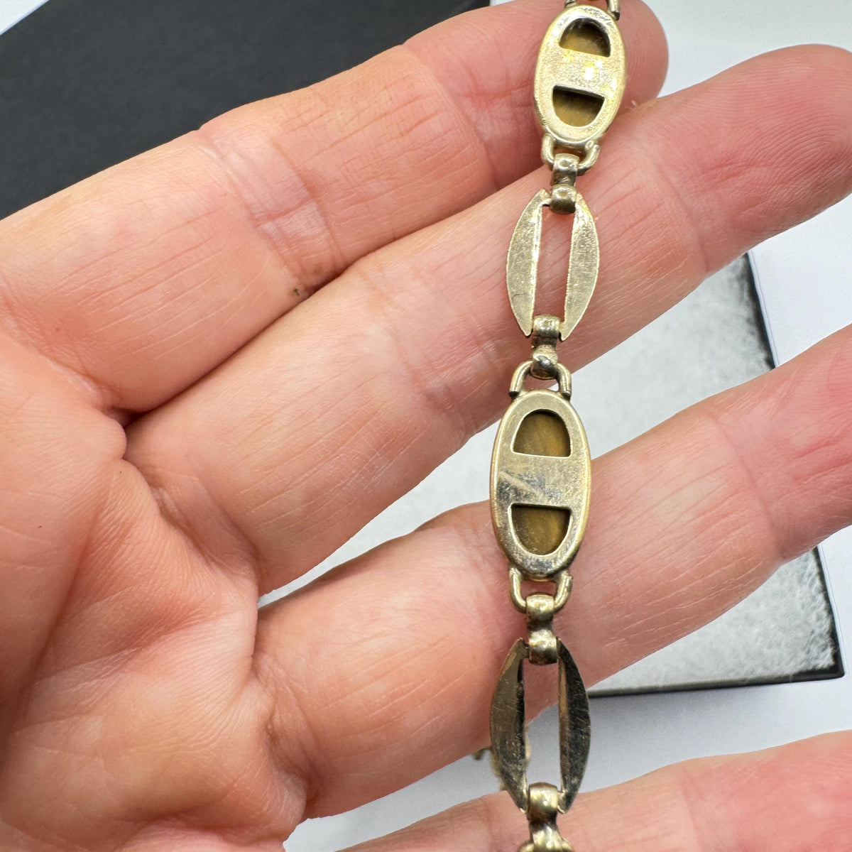 Vintage Tiger’s Eye Gold Filled Bracelet 7 Inches Genuine Gemstone