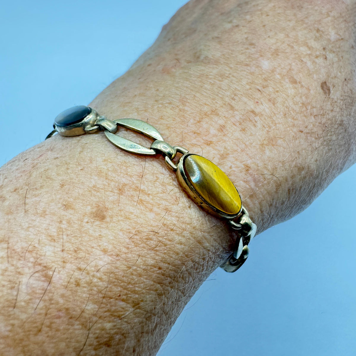 Vintage Tiger’s Eye Gold Filled Bracelet 7 Inches Genuine Gemstone