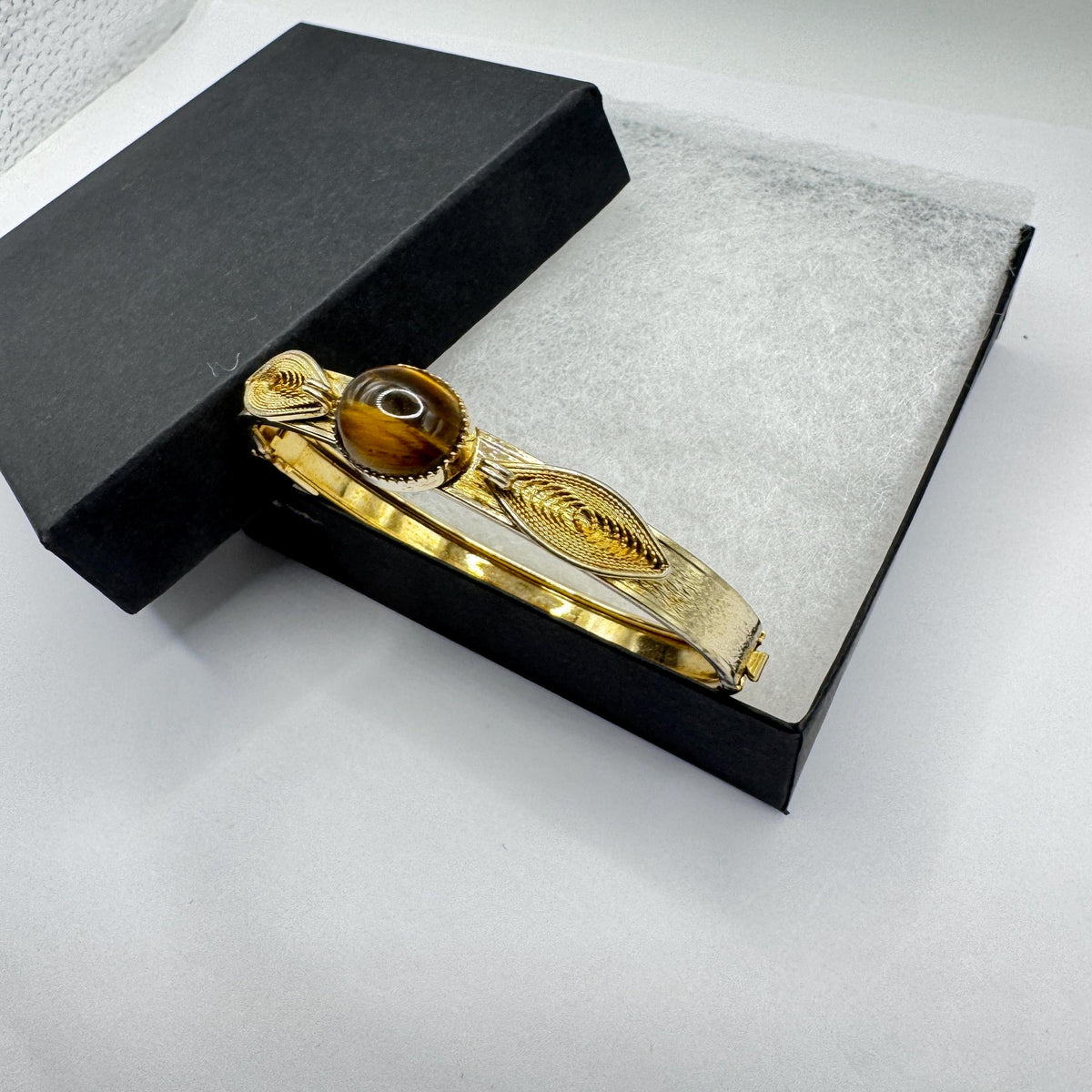 Vintage Tiger’s Eye Gold Filled Bracelet 7 Inches Genuine Gemstone