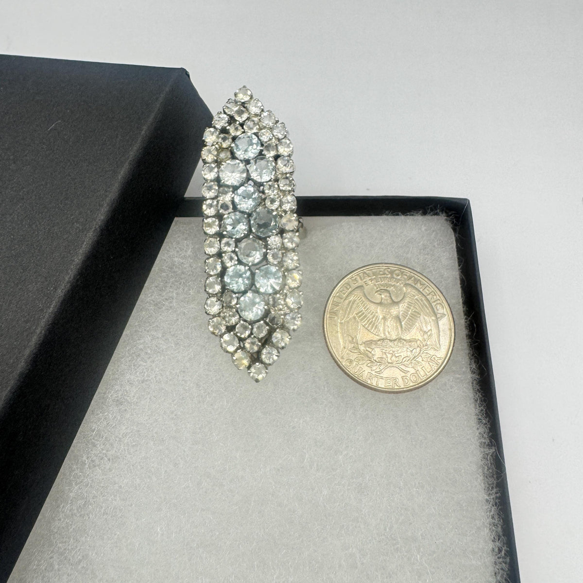 Vintage Blue Aquamarine 925 Sterling Silver Large Statement Ring Size 7