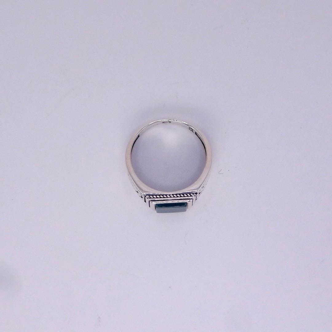 Vintage Black Onyx Mens Ring 925 Sterling Silver