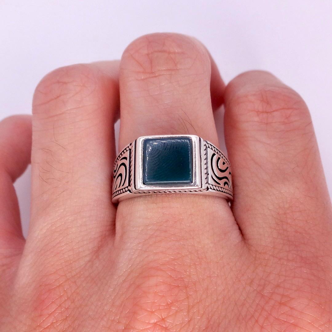 Vintage Black Onyx Mens Ring 925 Sterling Silver