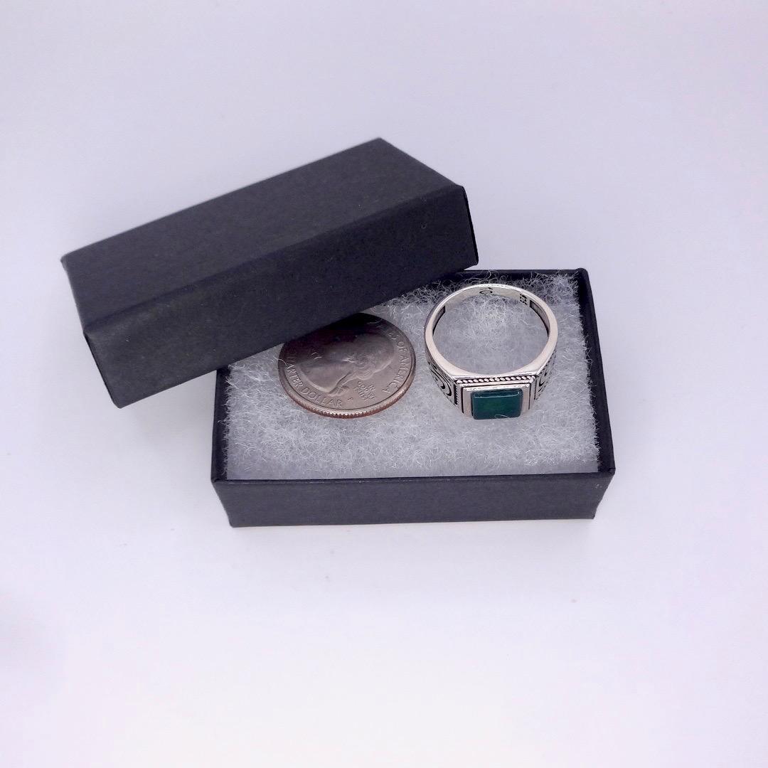 Vintage Green Onyx Mens Ring 925 Sterling Silver