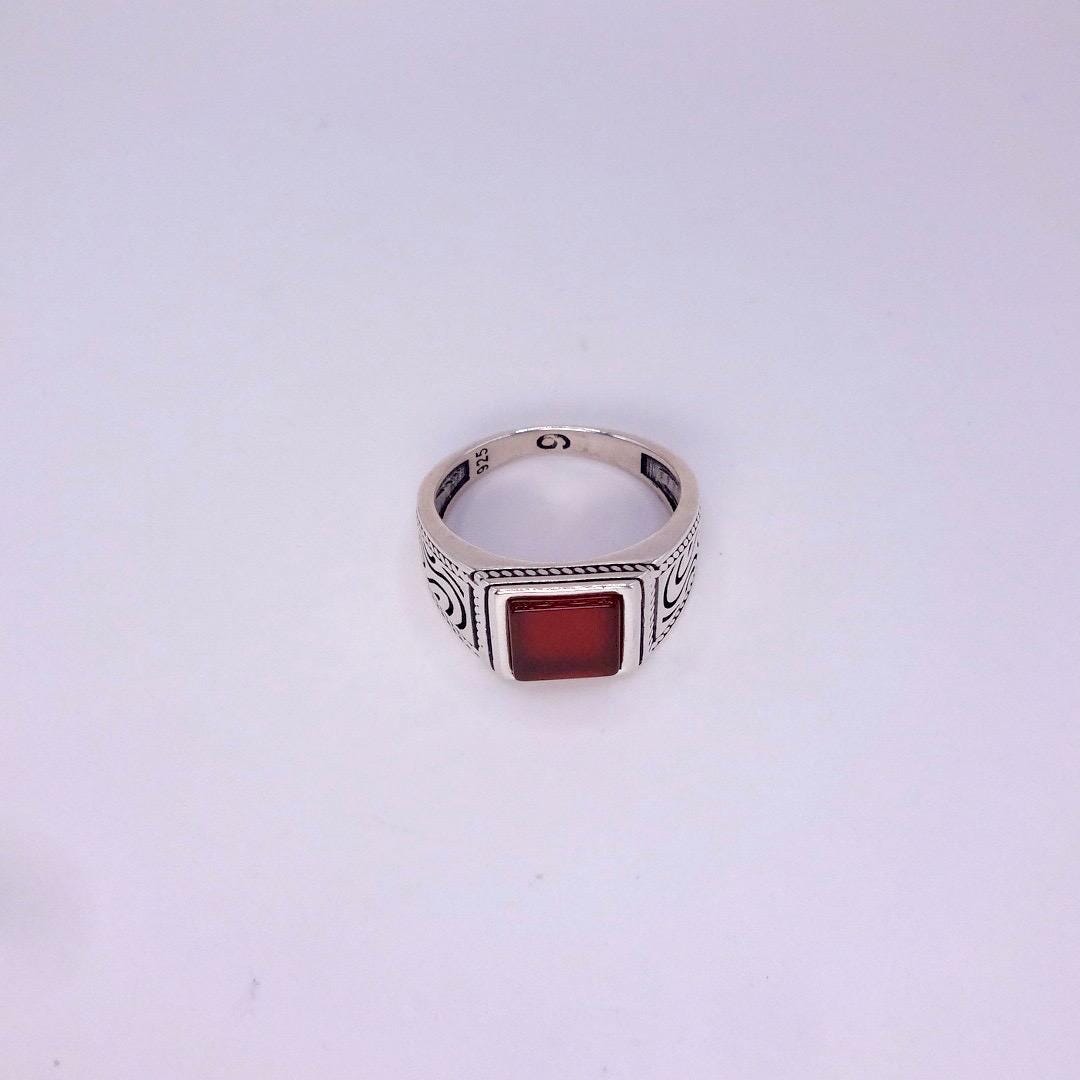 Vintage Carnelian Mens Ring 925 Sterling Silver