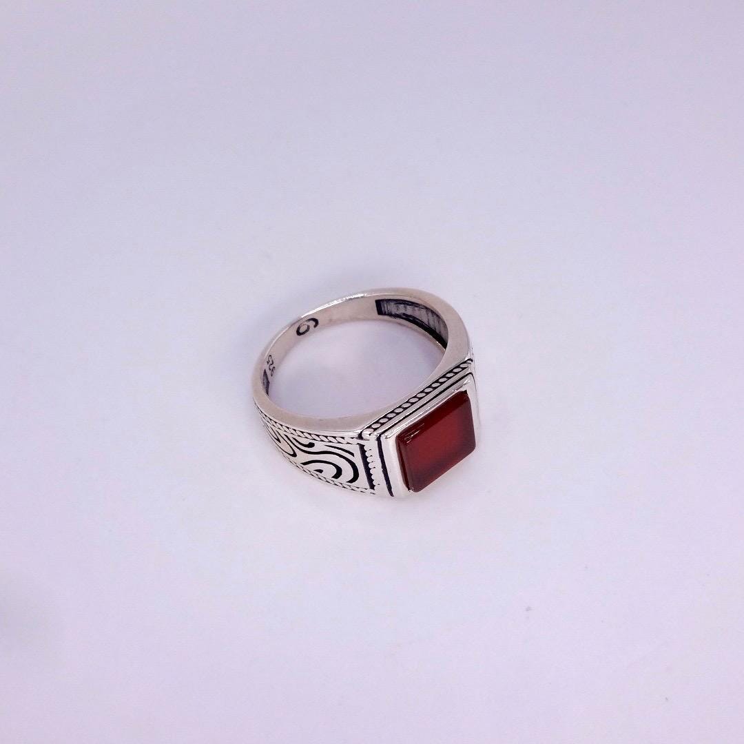 Vintage Carnelian Mens Ring 925 Sterling Silver