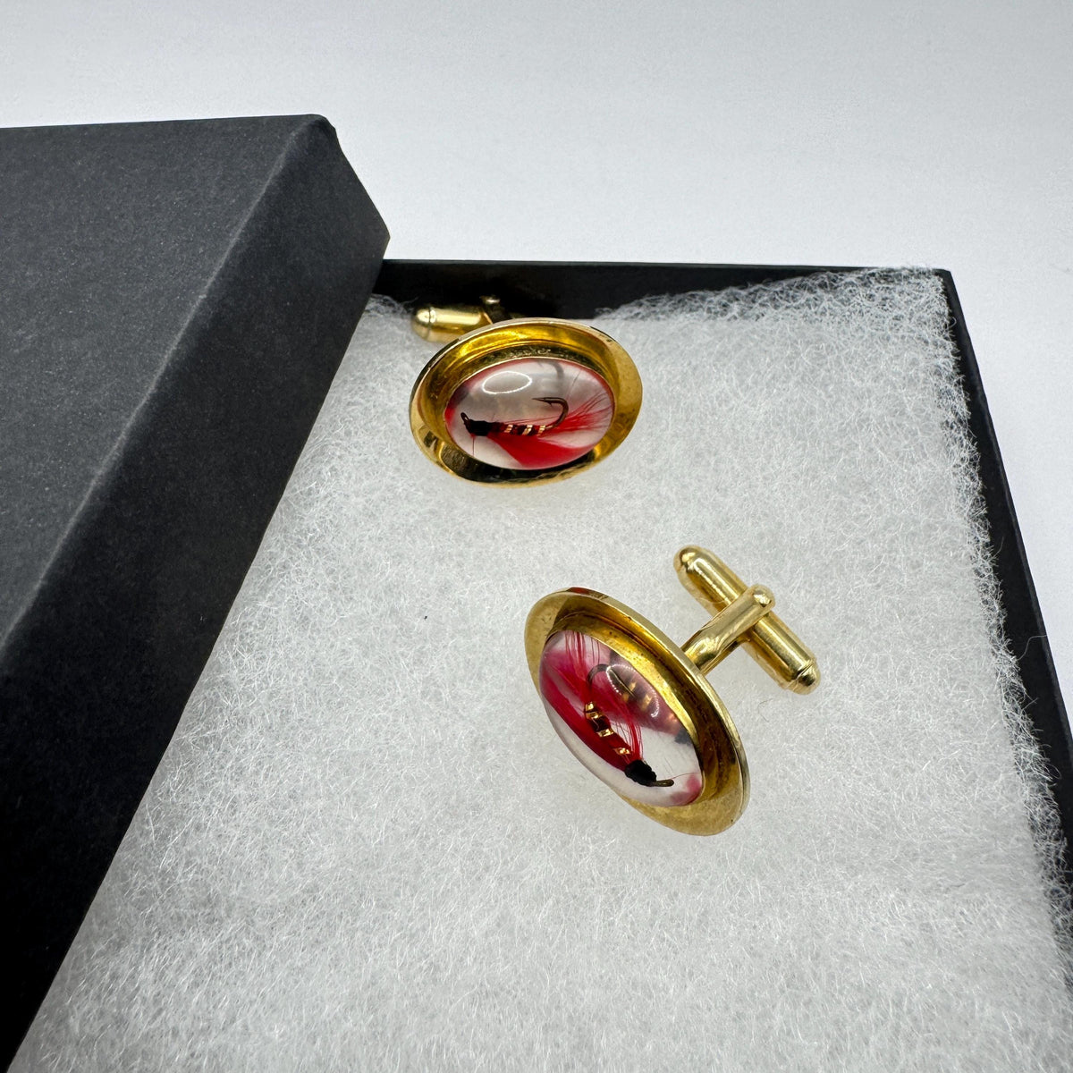 Vintage Fly Fishing Hooks Golden Filled Cuff Links