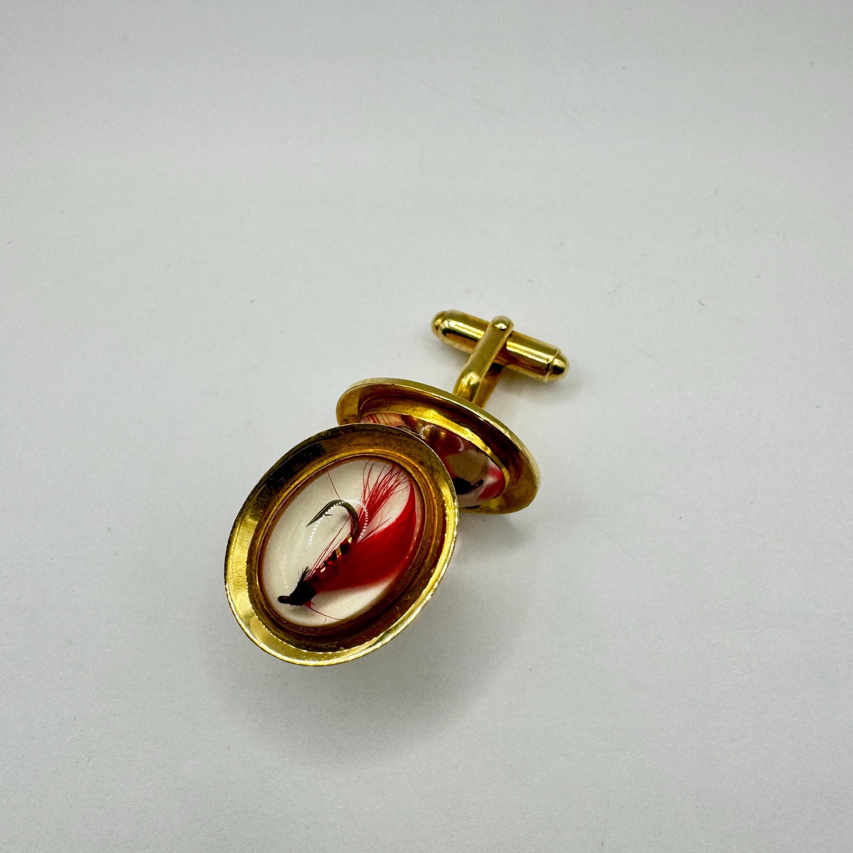 Vintage Fly Fishing Hooks Golden Filled Cuff Links