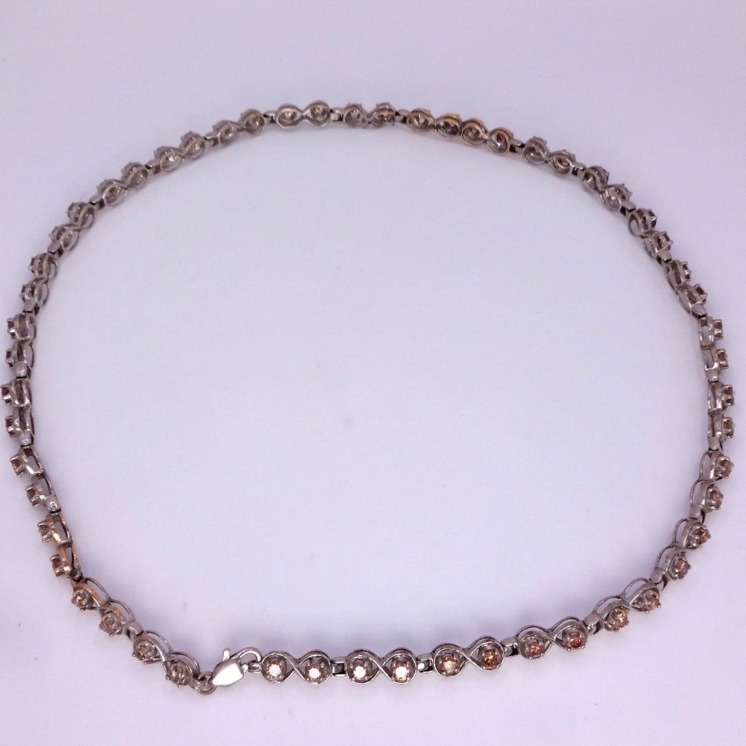 Vintage Champaign Diamond chain 14 inch Choker Chain 925 Sterling Silver necklace